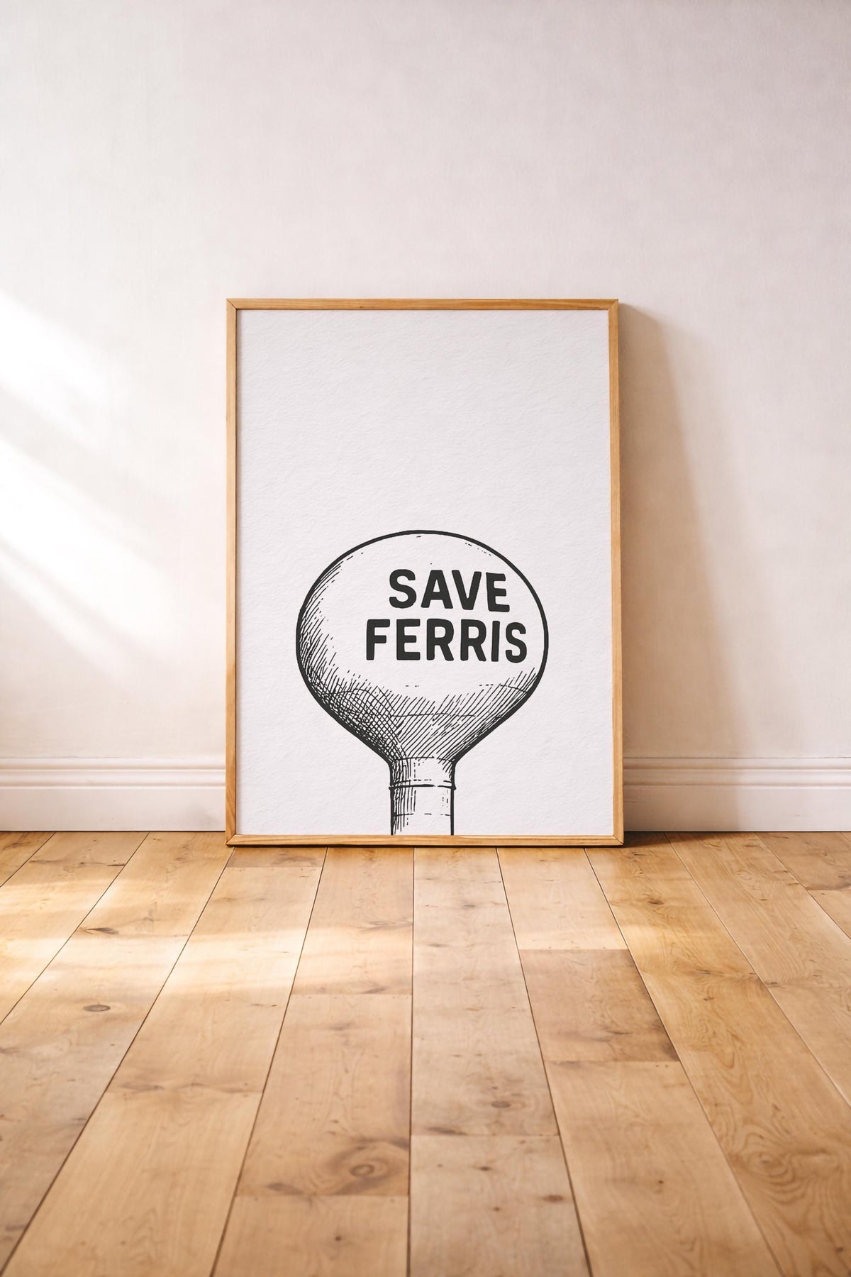 Save Ferris Water Tower Art Print | Minimalist Ferris Bueller Poster