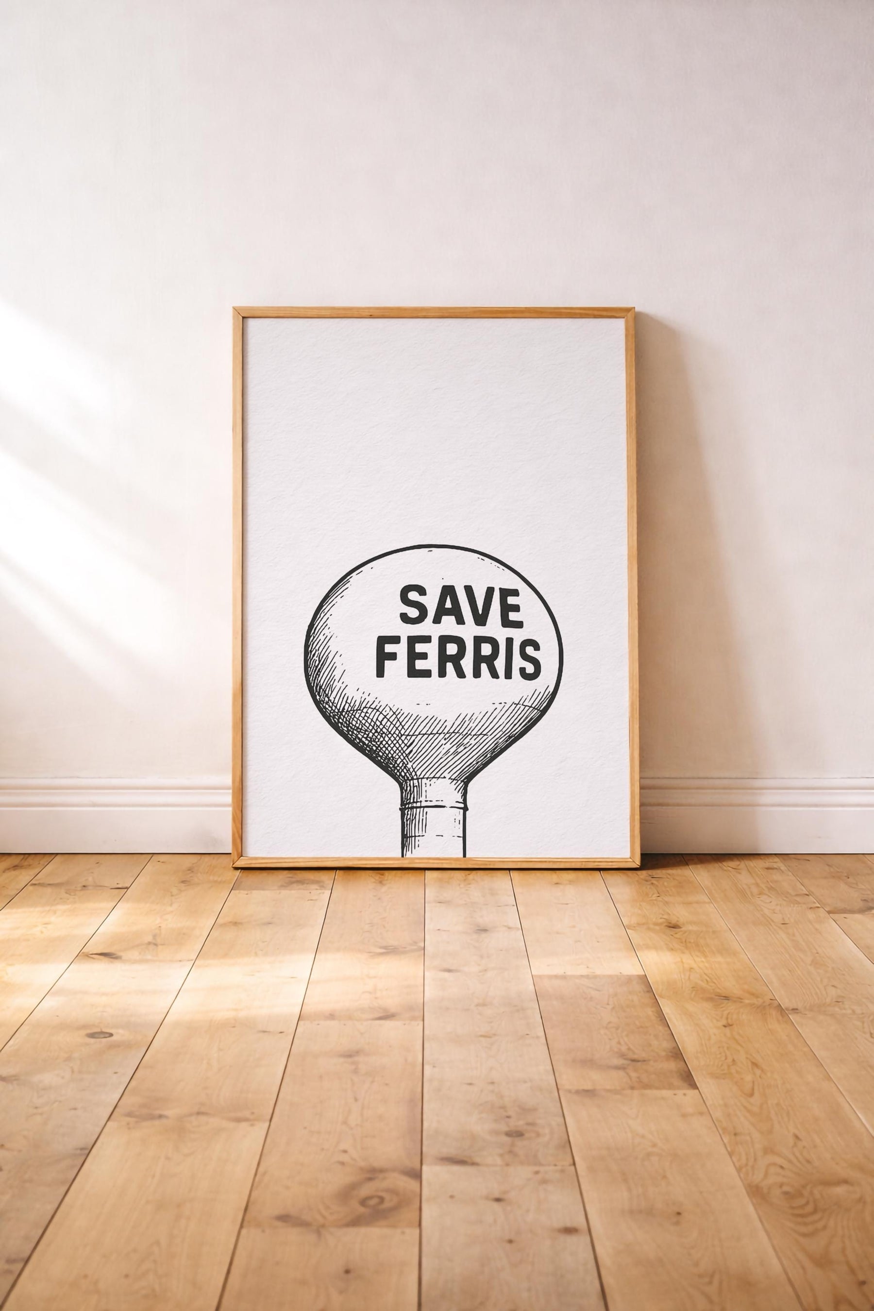 Save Ferris Water Tower Print – Minimalist Ferris Bueller Movie Art (Giclée) — image 2