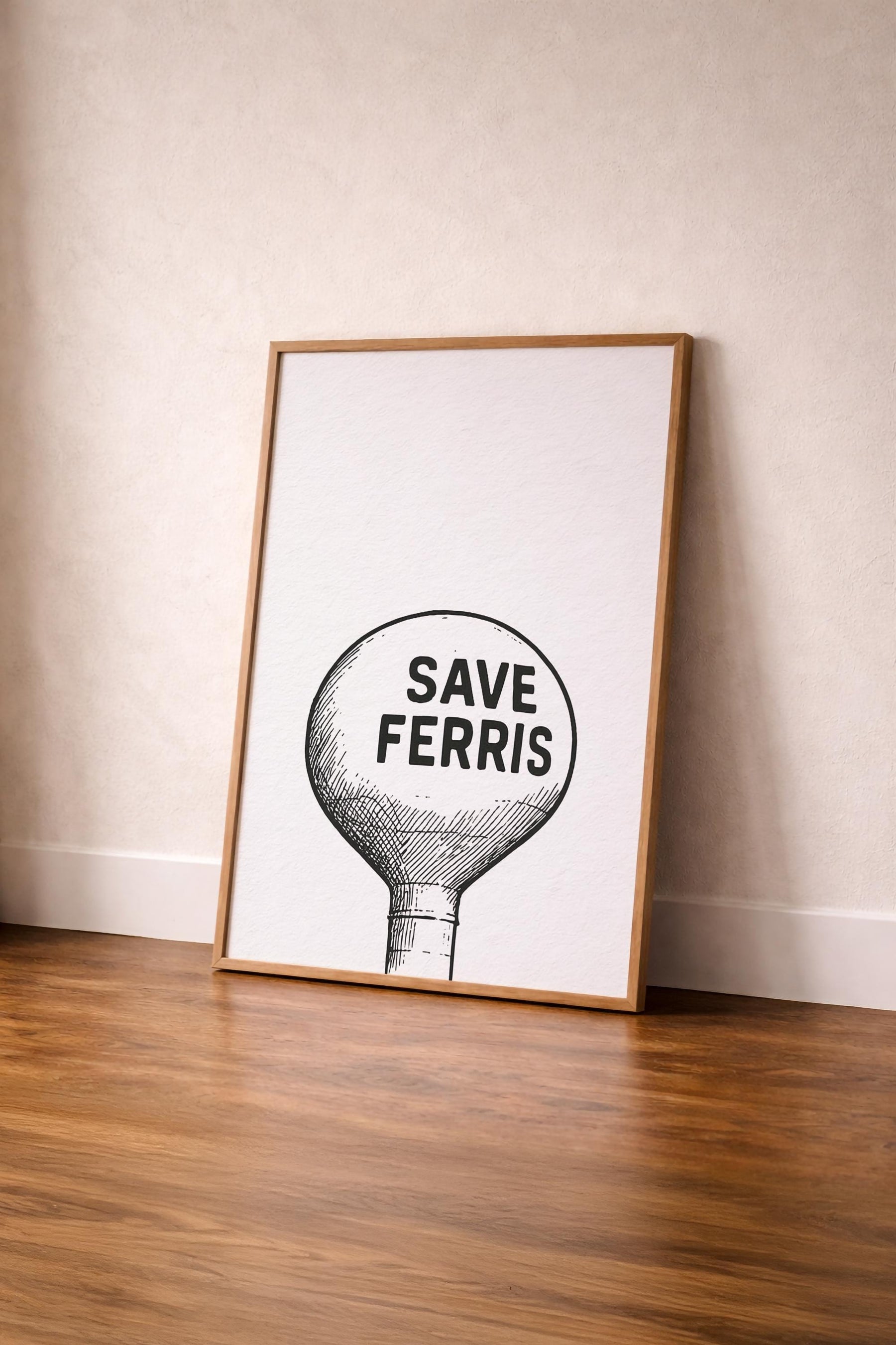 Save Ferris Water Tower Print – Minimalist Ferris Bueller Movie Art (Giclée) — image 4