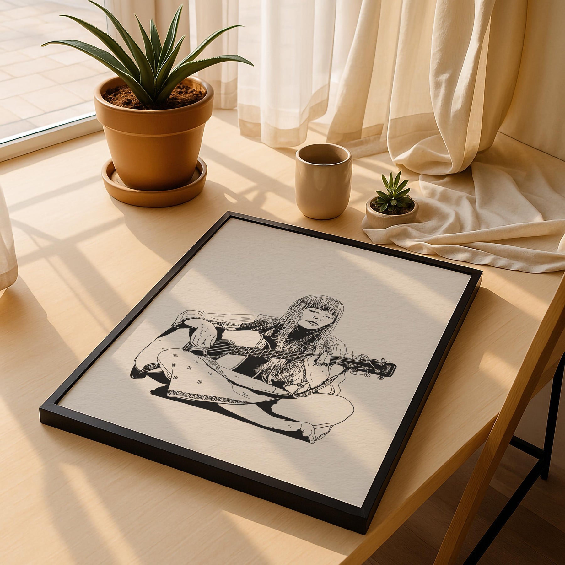 Joni Mitchell Portrait Giclée Print – Folk Music Icon Illustration – Minimalist Female Singer Songwriter Wall Art — image 5