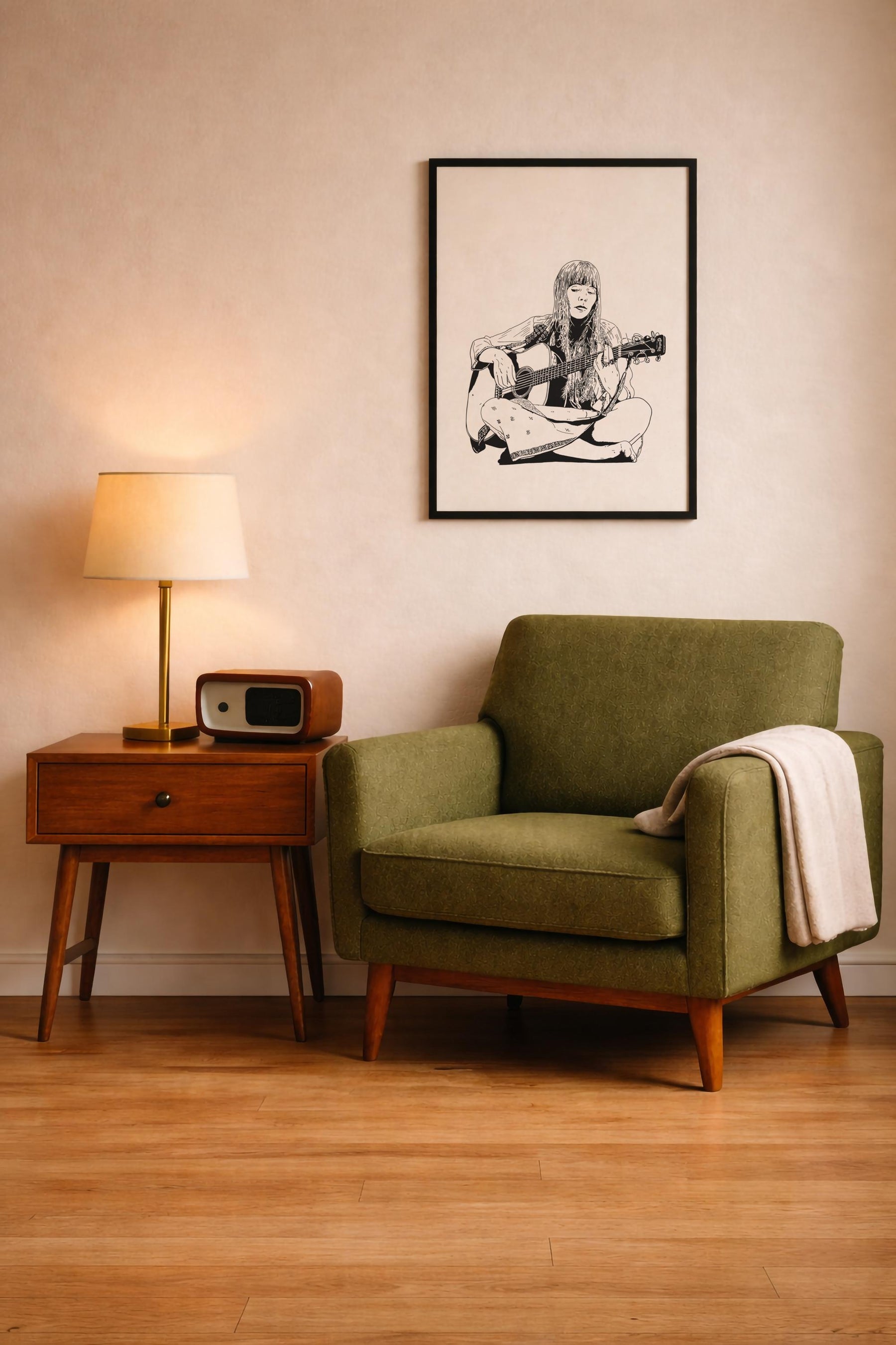 Joni Mitchell Portrait Giclée Print – Folk Music Icon Illustration – Minimalist Female Singer Songwriter Wall Art — image 9