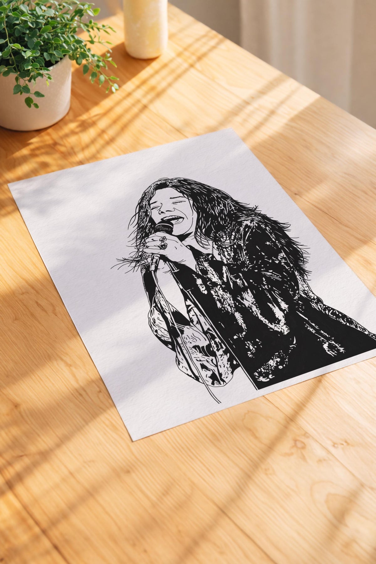 Janis Joplin Portrait Giclée Print – Psychedelic Rock Music Icon Illustration – Minimalist 60's Rock Music Icon Wall Art — image 3