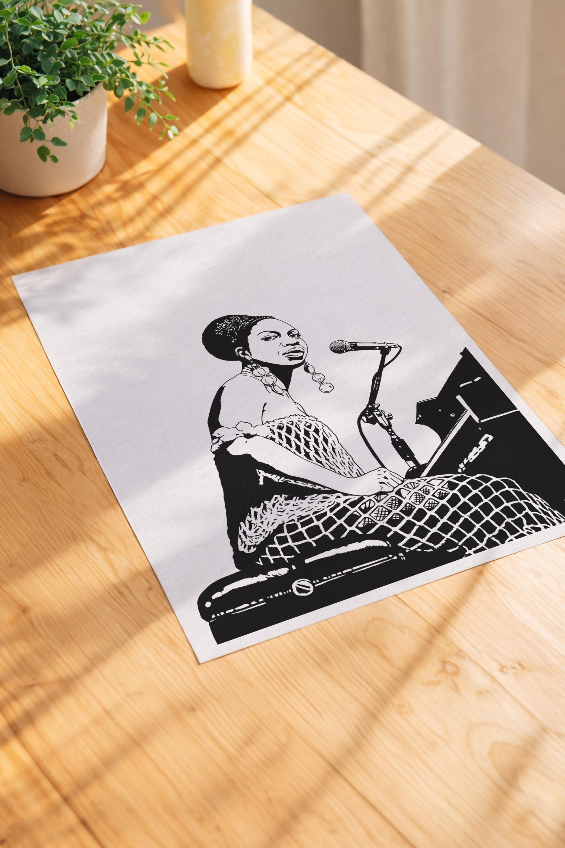 Nina Simone Portrait Giclée Print – Jazz & Soul Music Icon Illustration – Minimalist Music Legend Wall Art — image 6
