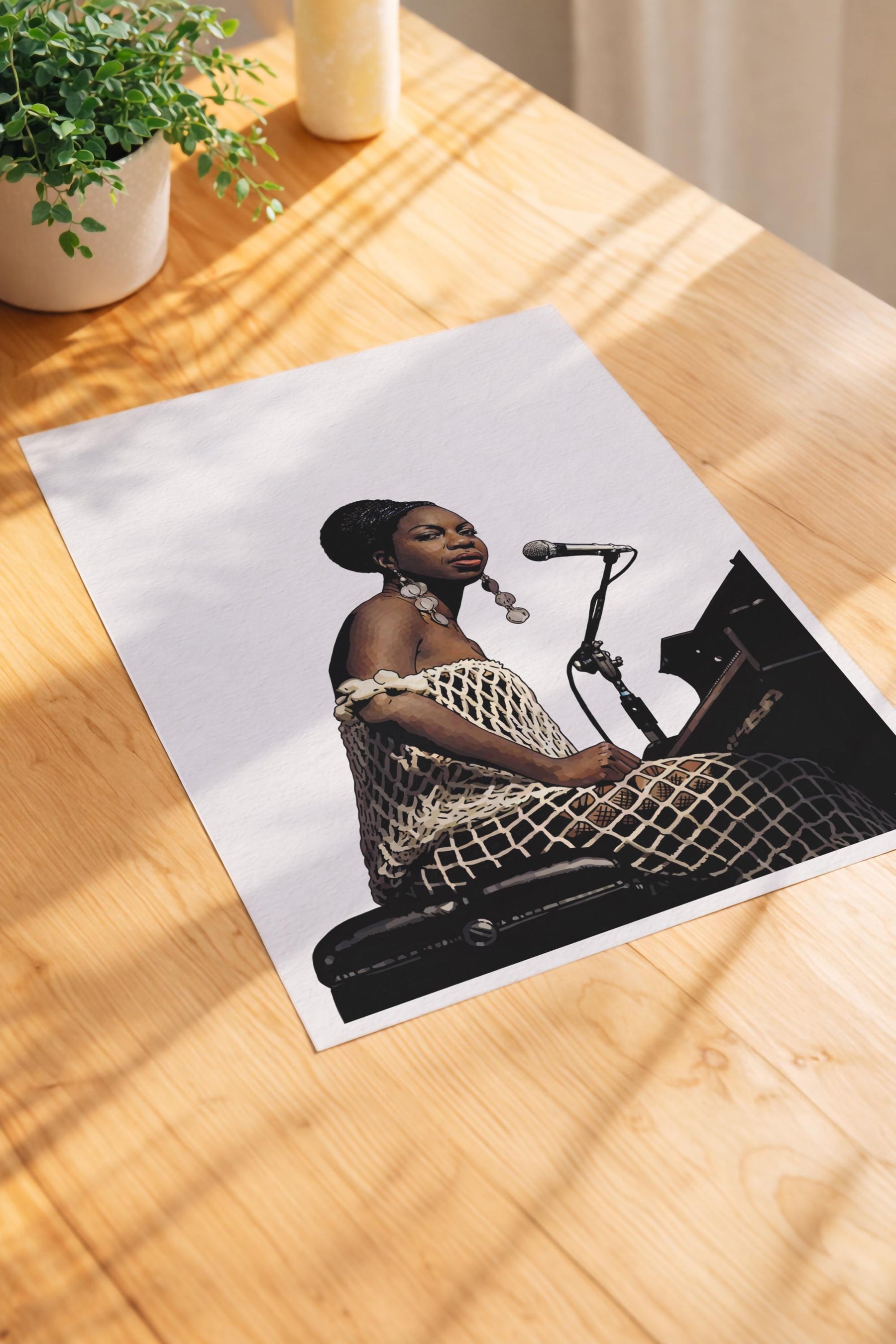 Nina Simone Portrait Giclée Print – Jazz & Soul Music Icon Illustration – Minimalist Music Legend Wall Art — image 5