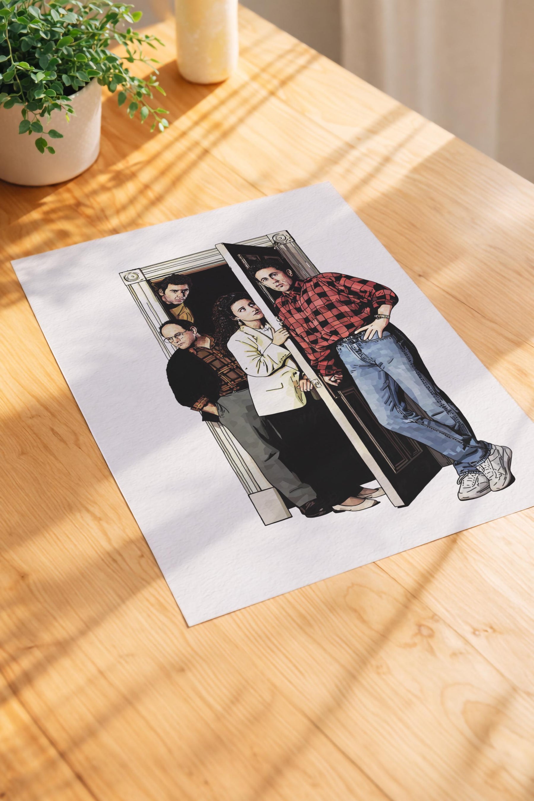Seinfeld Doorway Portrait Print – Jerry, Elaine, George, Kramer – Minimalist TV Wall Art, Cult Sitcom Illustration Poster — image 5