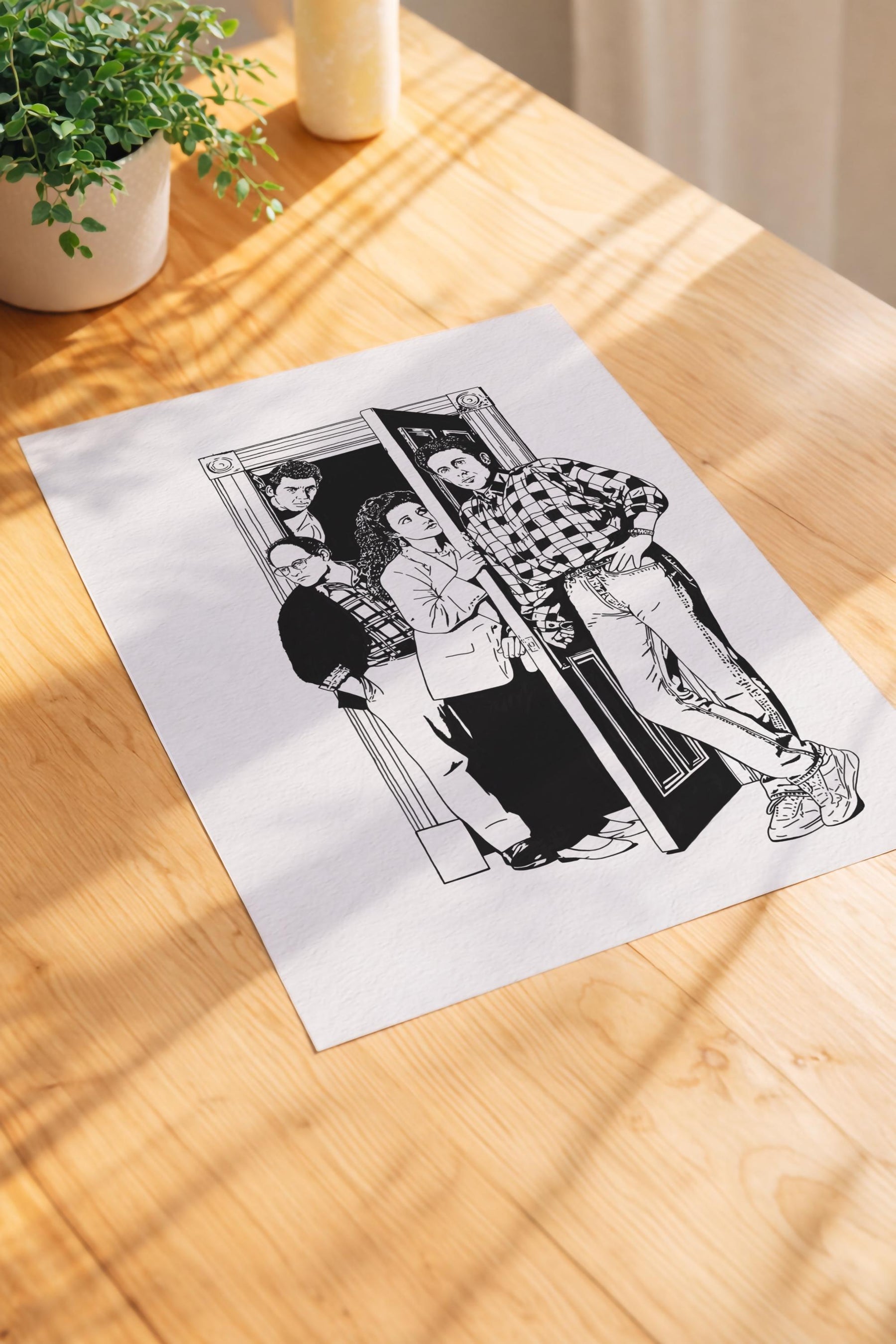 Seinfeld Doorway Portrait Print – Jerry, Elaine, George, Kramer – Minimalist TV Wall Art, Cult Sitcom Illustration Poster — image 6
