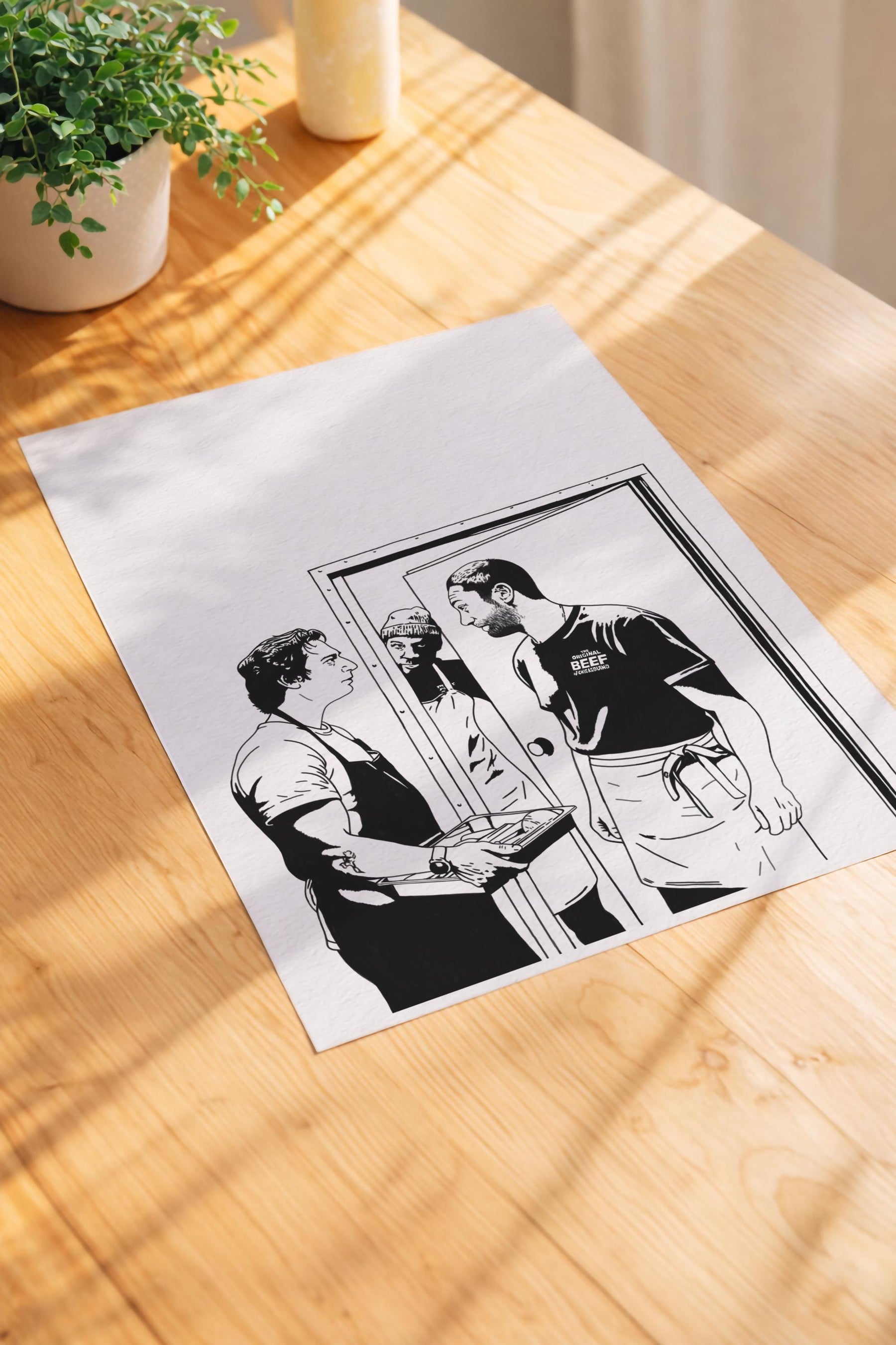 The Bear Portrait Print – Carmy, Richie & Marcus – Kitchen Scene Illustration – Minimalist TV Art (Giclée) — image 6