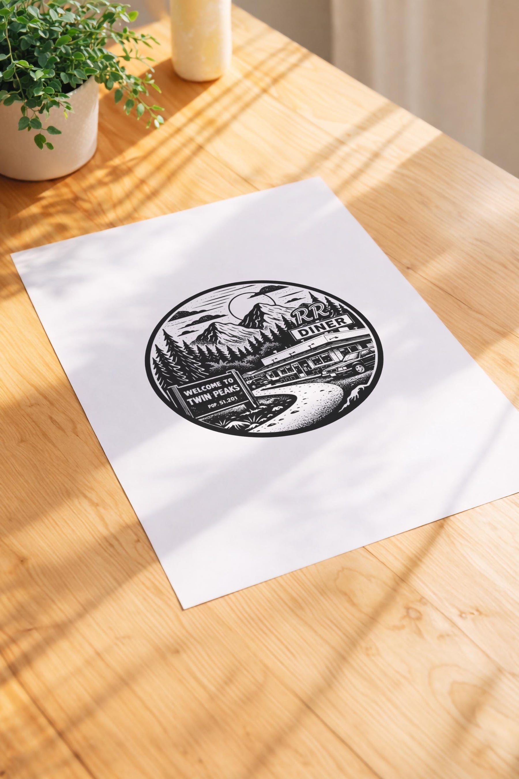 Twin Peaks RR Diner Minimalist Art Print – Giclée TV Wall Décor — image 3