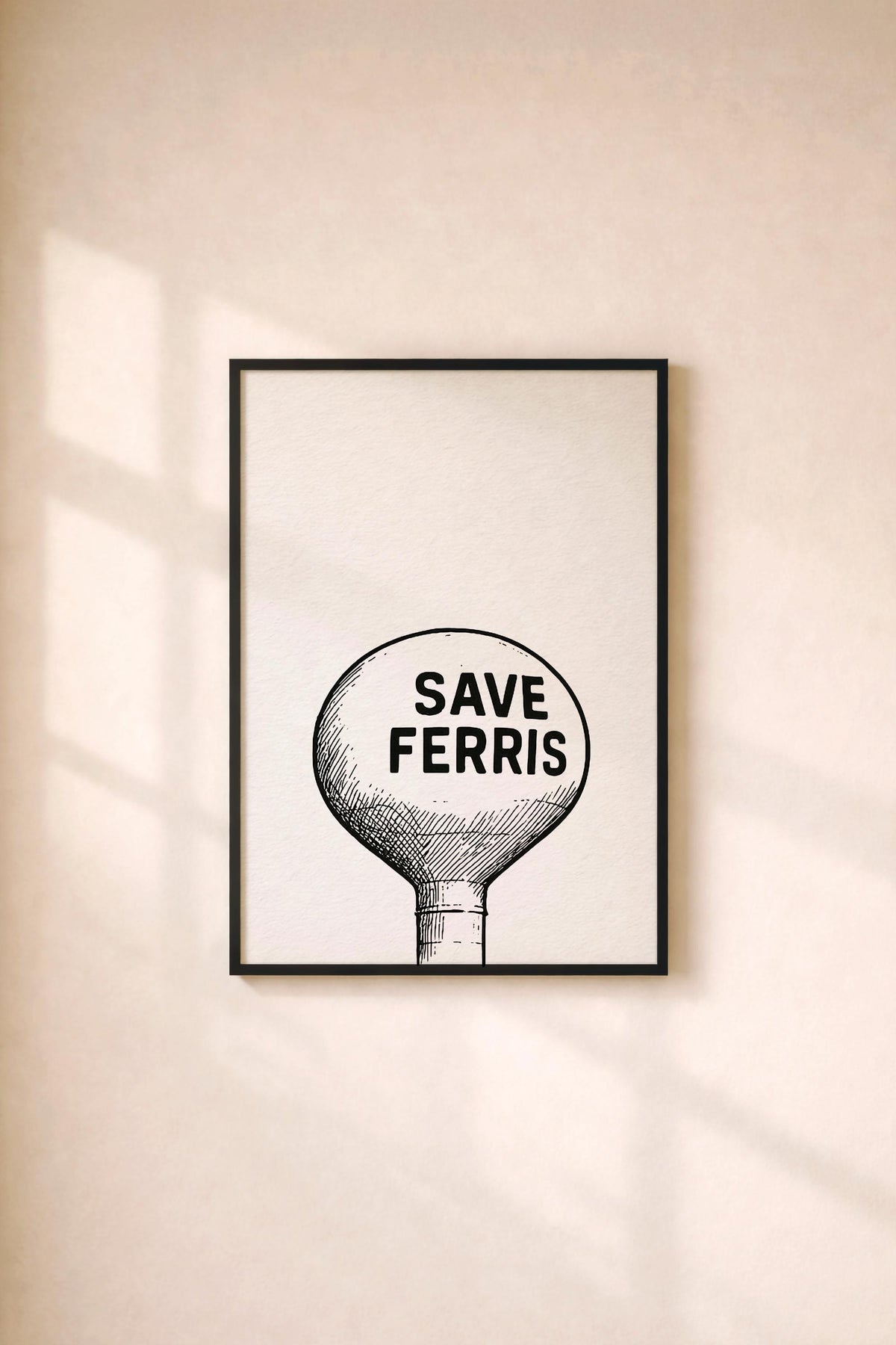 Save Ferris Water Tower Print – Minimalist Ferris Bueller Movie Art (Giclée)