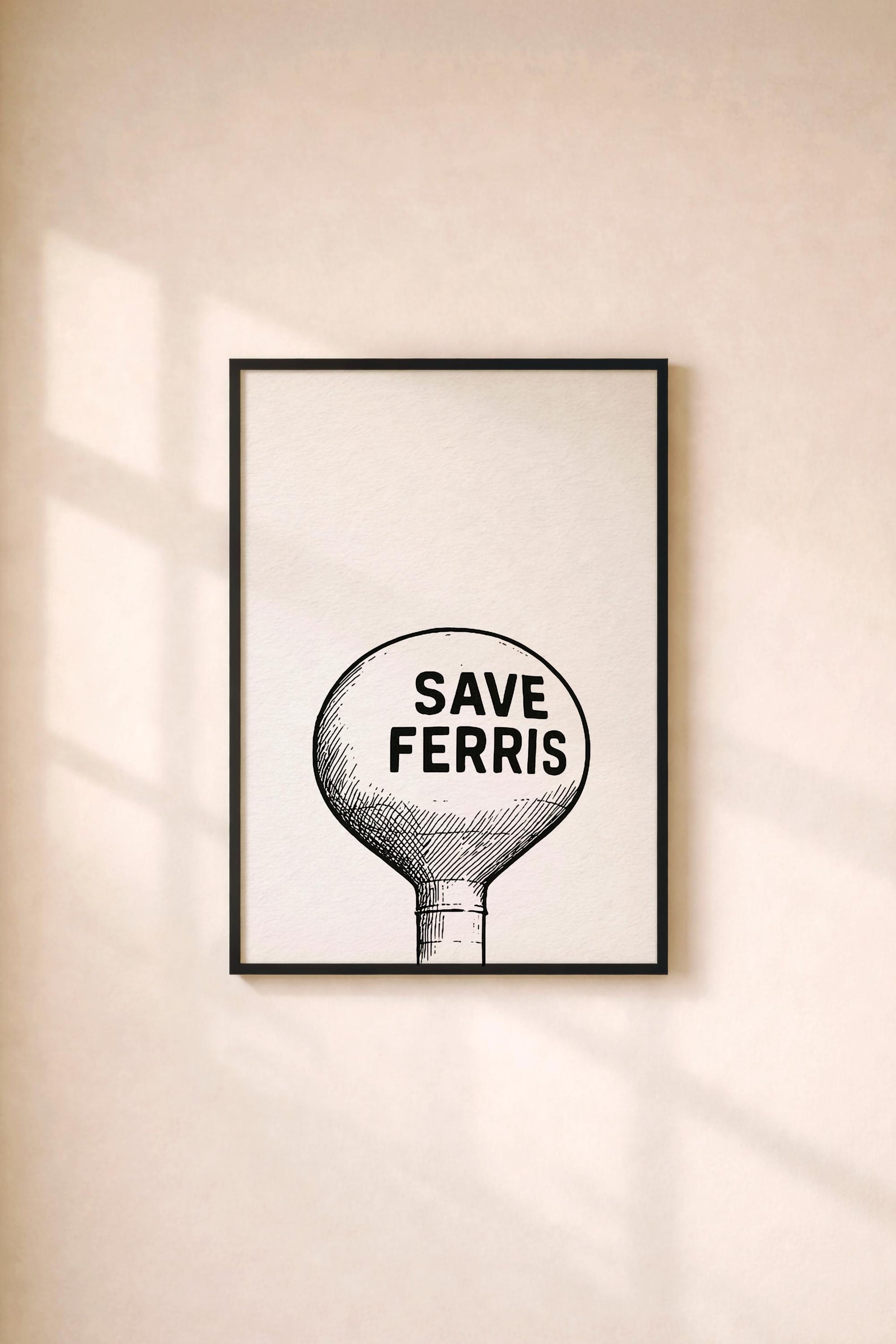 Save Ferris Water Tower Print – Minimalist Ferris Bueller Movie Art (Giclée)