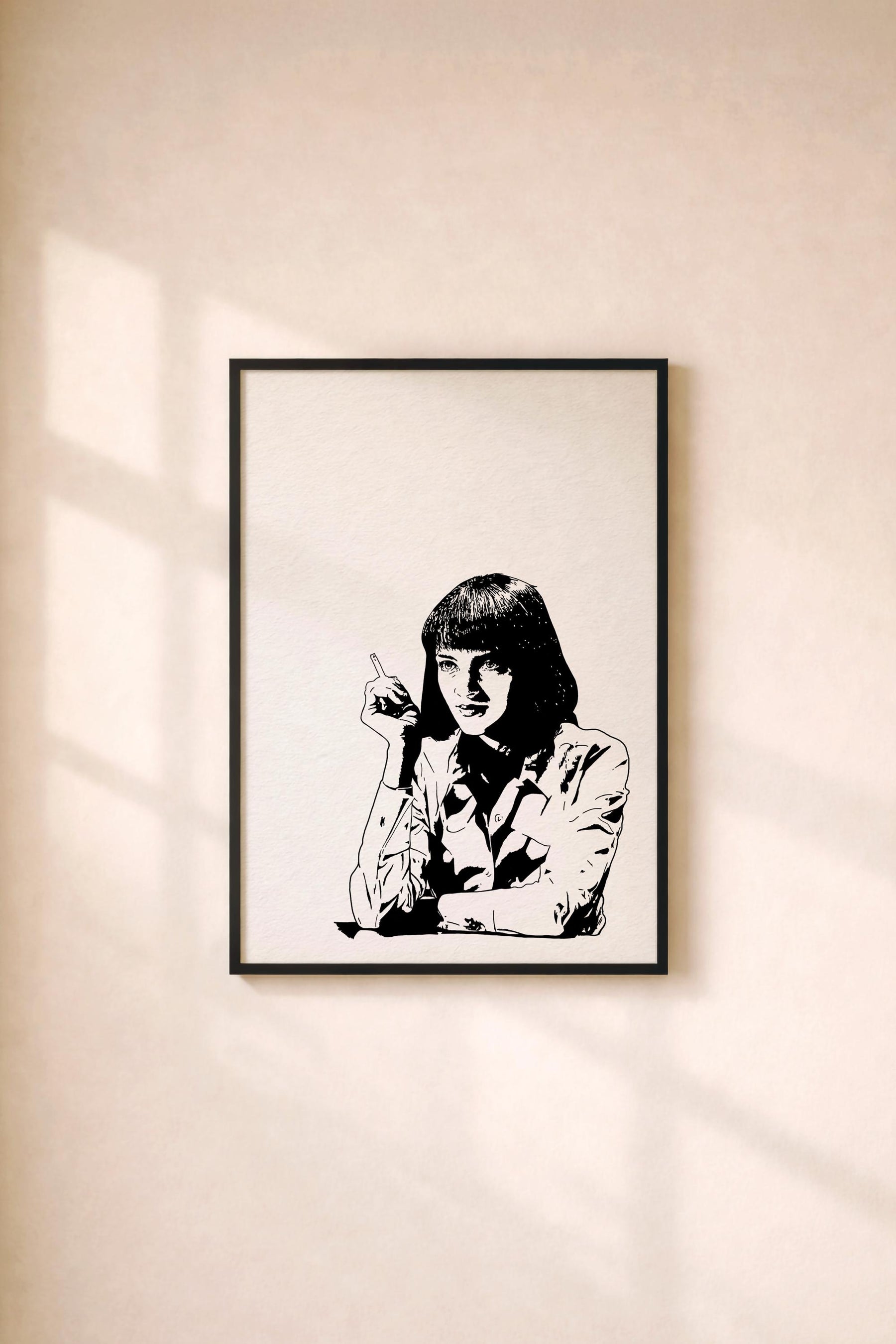 Pulp Fiction Mia Wallace Portrait Print – Minimalist Cult Film Wall Art (Giclée)