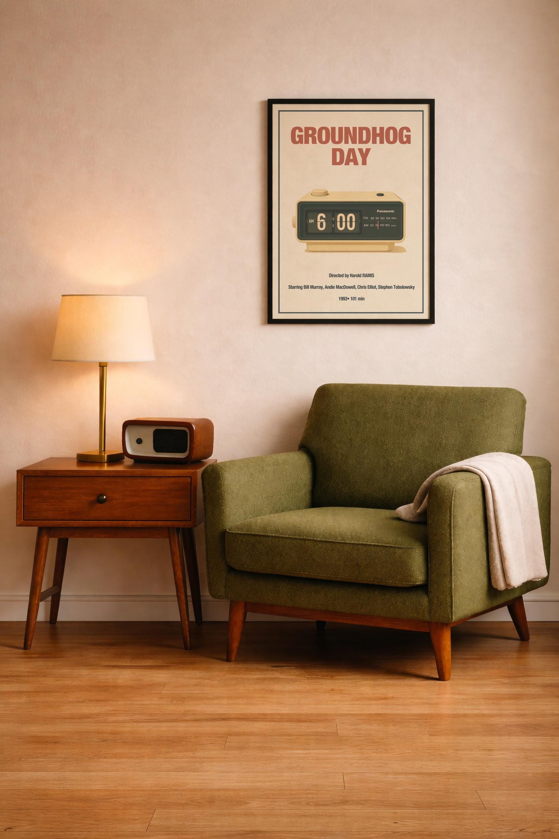 Groundhog Day Minimalist Movie Poster – Vintage Style Film Art Print, 6:00 Alarm Clock — image 9