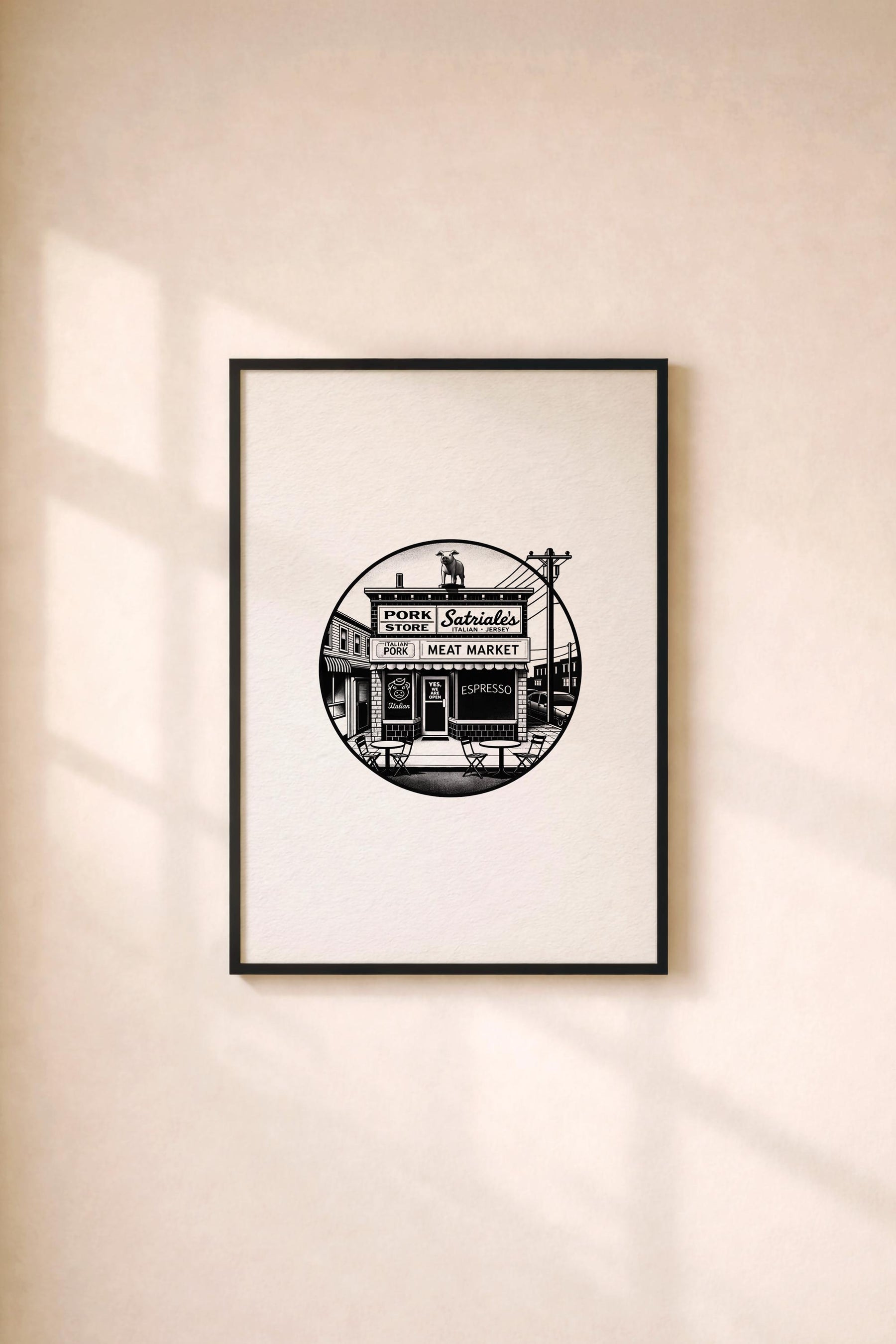 Satriale’s Pork Store Art Print – Minimalist Sopranos TV Wall Art (Giclée)