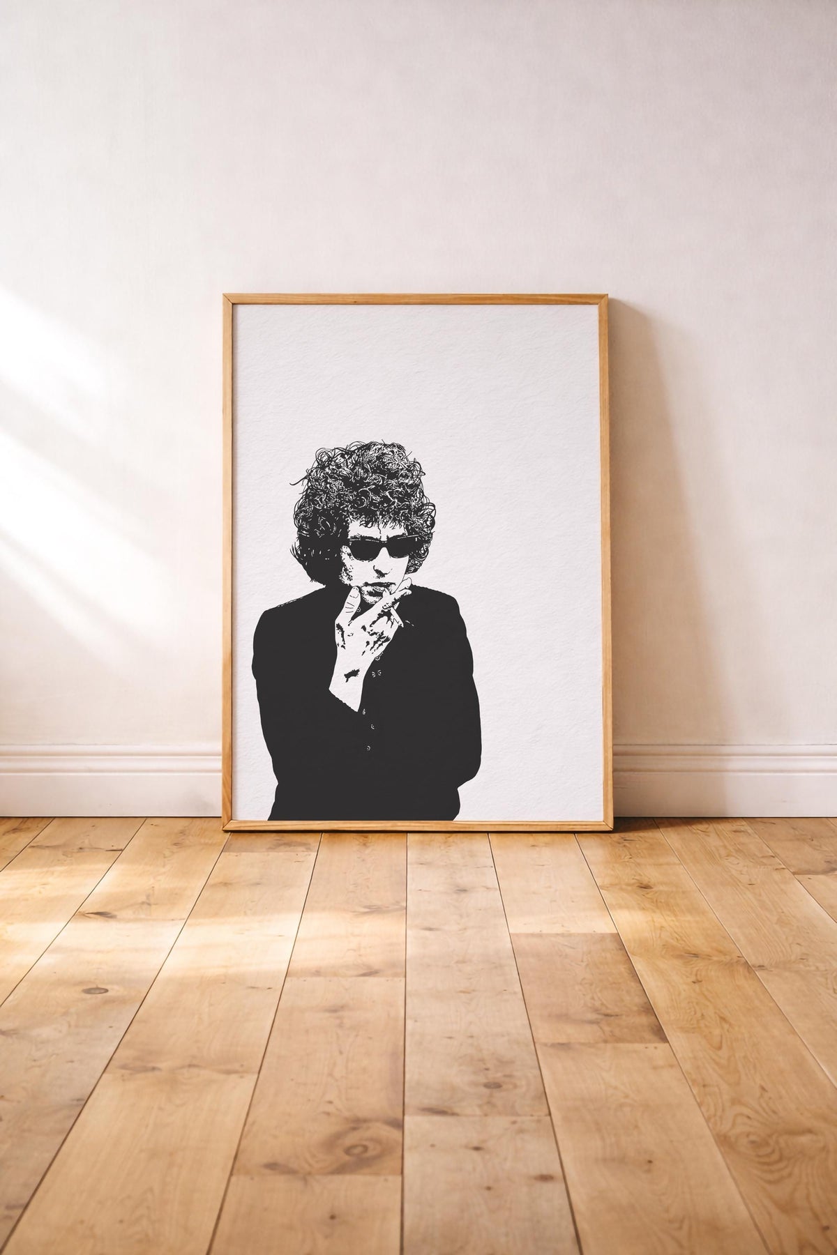Bob Dylan Art Print | Minimalist Black & White Hand-Drawn Music Icon Poster, Retro Wall Art Gift for Folk Rock and 60s Music Fans