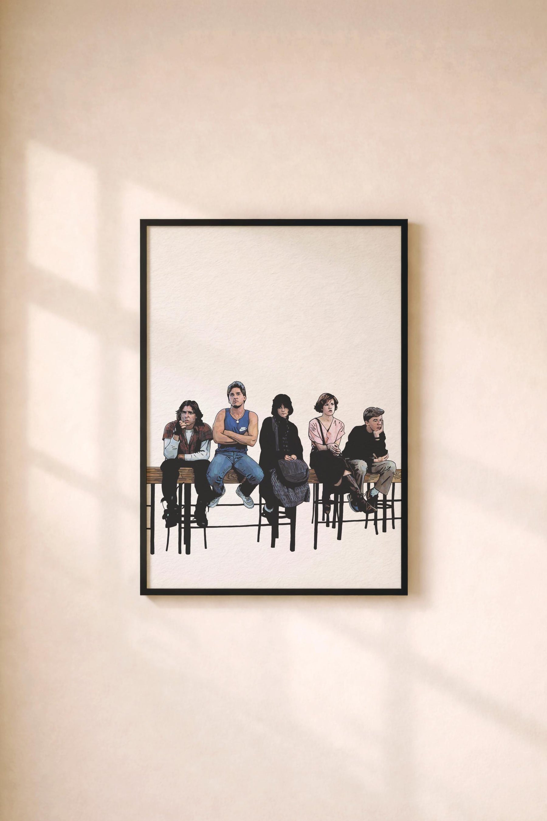 The Breakfast Club Minimalist Art Print – 80s Cult Film Poster, Hand-Drawn Movie Wall Art