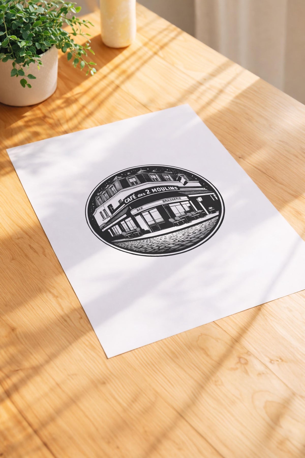 Amélie Café des 2 Moulins Minimalist Art Print – Giclée Wall Décor — image 3