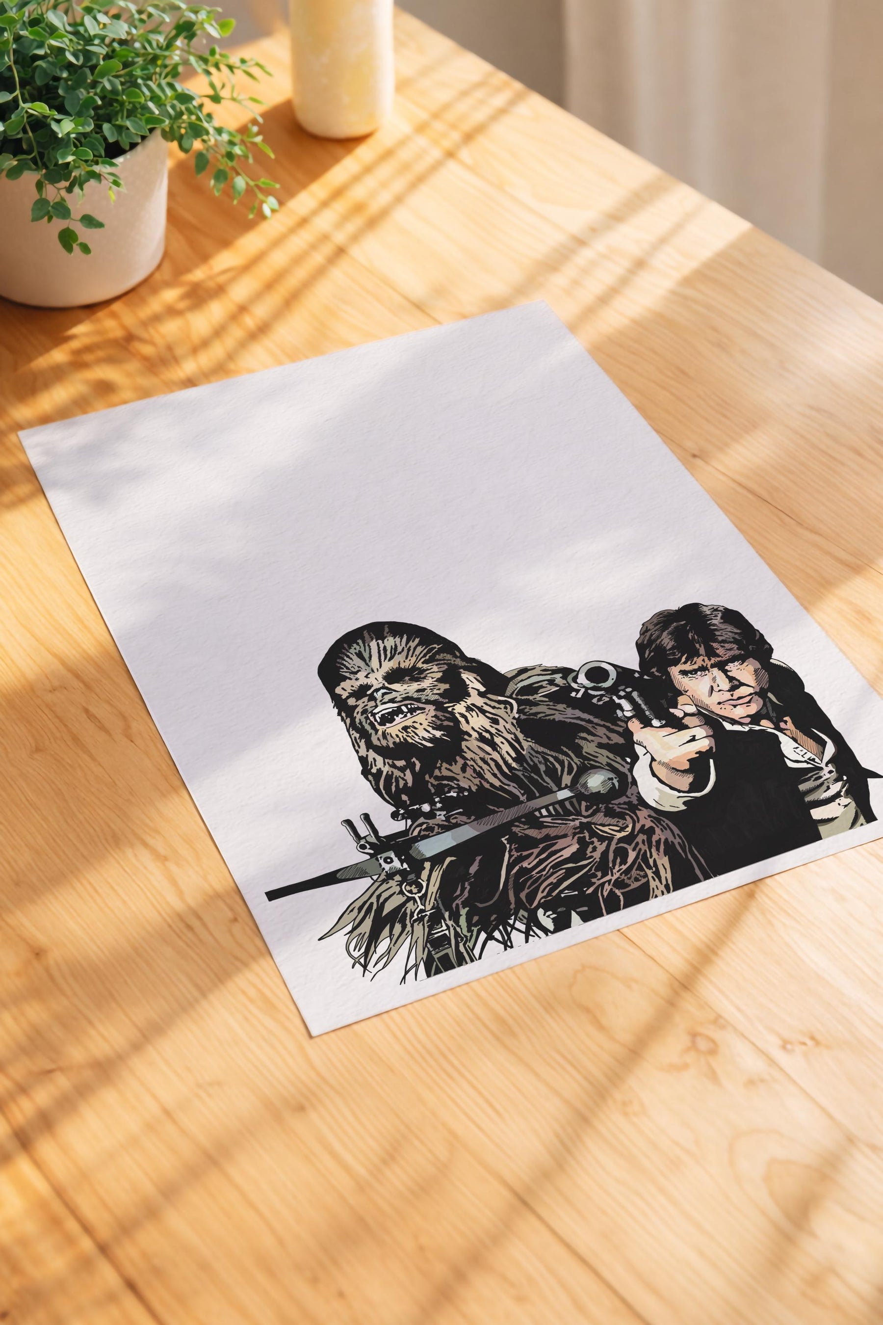 Star Wars - Han Solo and Chewbacca Portrait - Hand-Drawn Film Art Giclée Print/ Movie Poster — image 5