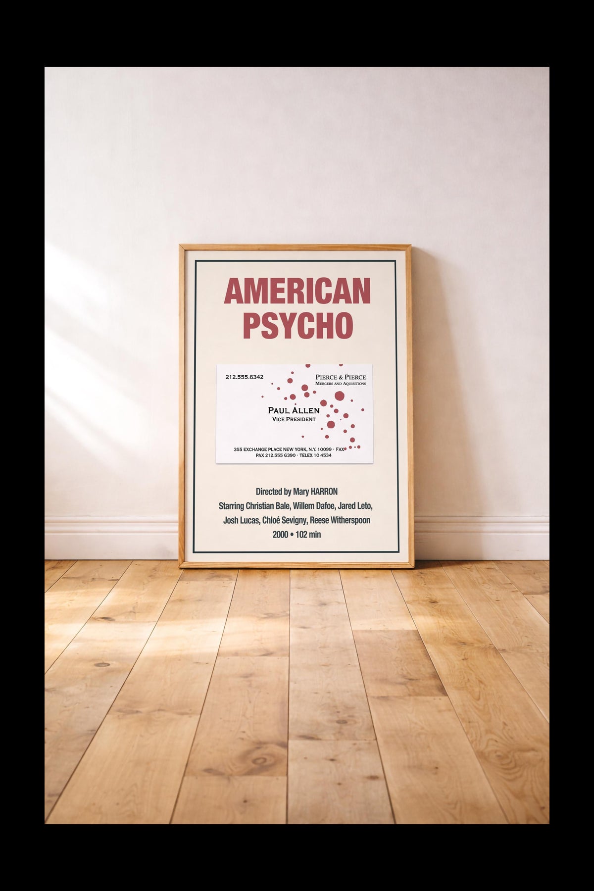 American Psycho Minimalist Poster | Paul Allen Business Card Film Wall Art