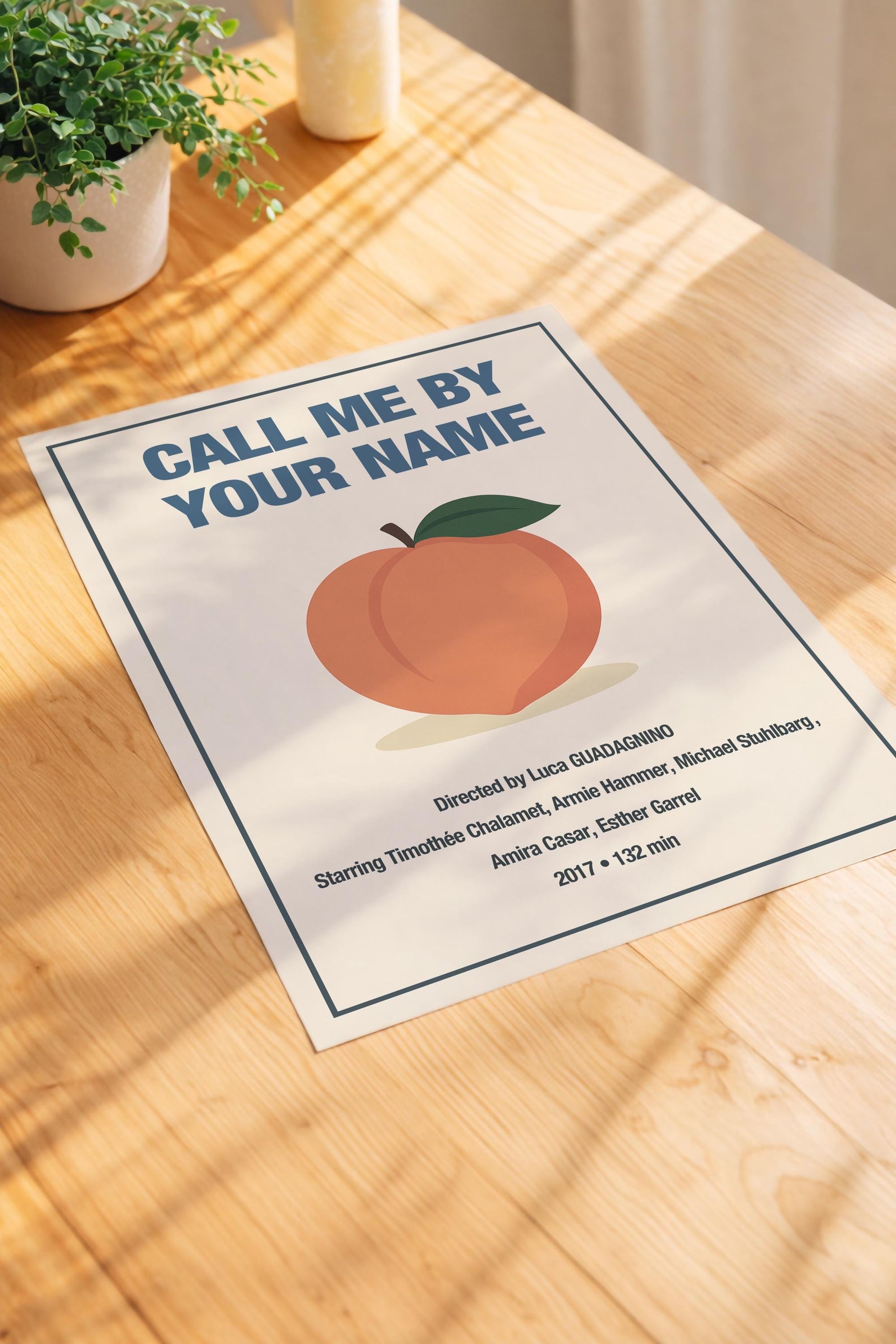 Call Me By Your Name Minimalist Movie Poster – Peach Film Wall Art — image 3