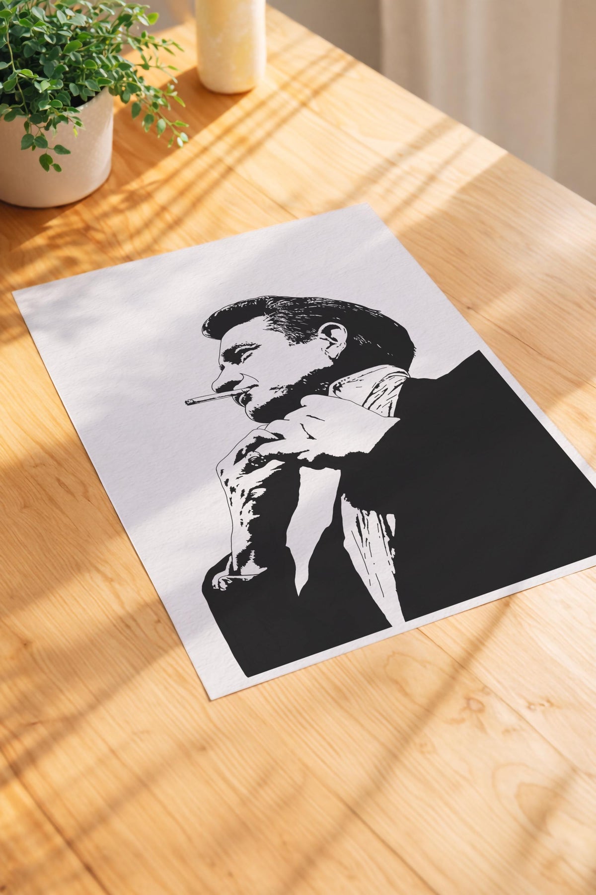 Johnny Cash Minimalist Portrait Print – Country Music Icon Giclée Wall Art — image 3