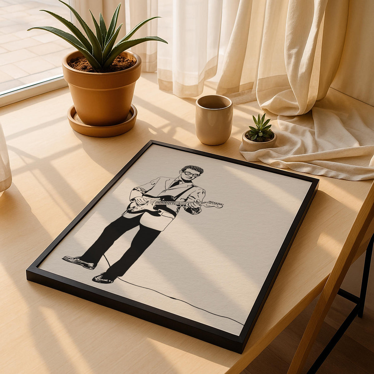 Buddy Holly Minimalist Portrait Print – Rock and Roll Music Icon Giclée Wall Art — image 5