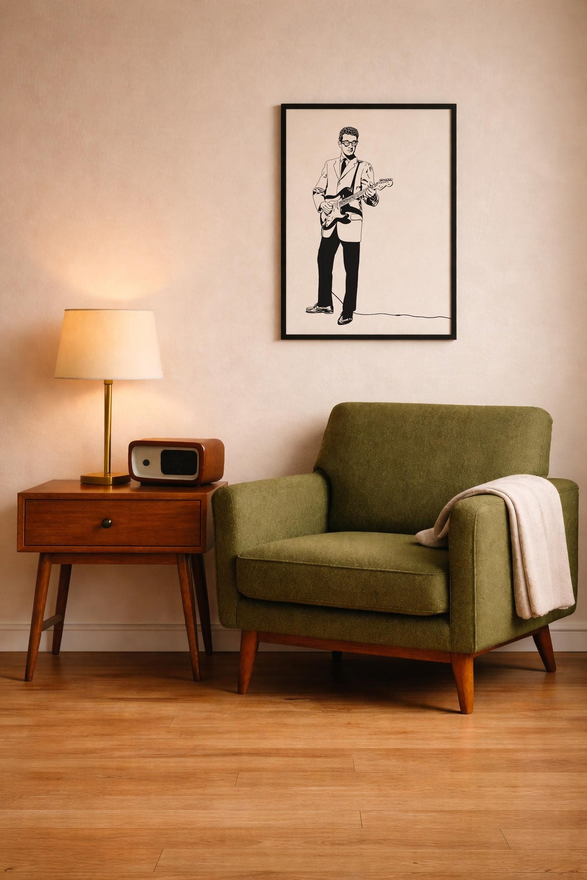 Buddy Holly Minimalist Portrait Print – Rock and Roll Music Icon Giclée Wall Art — image 10