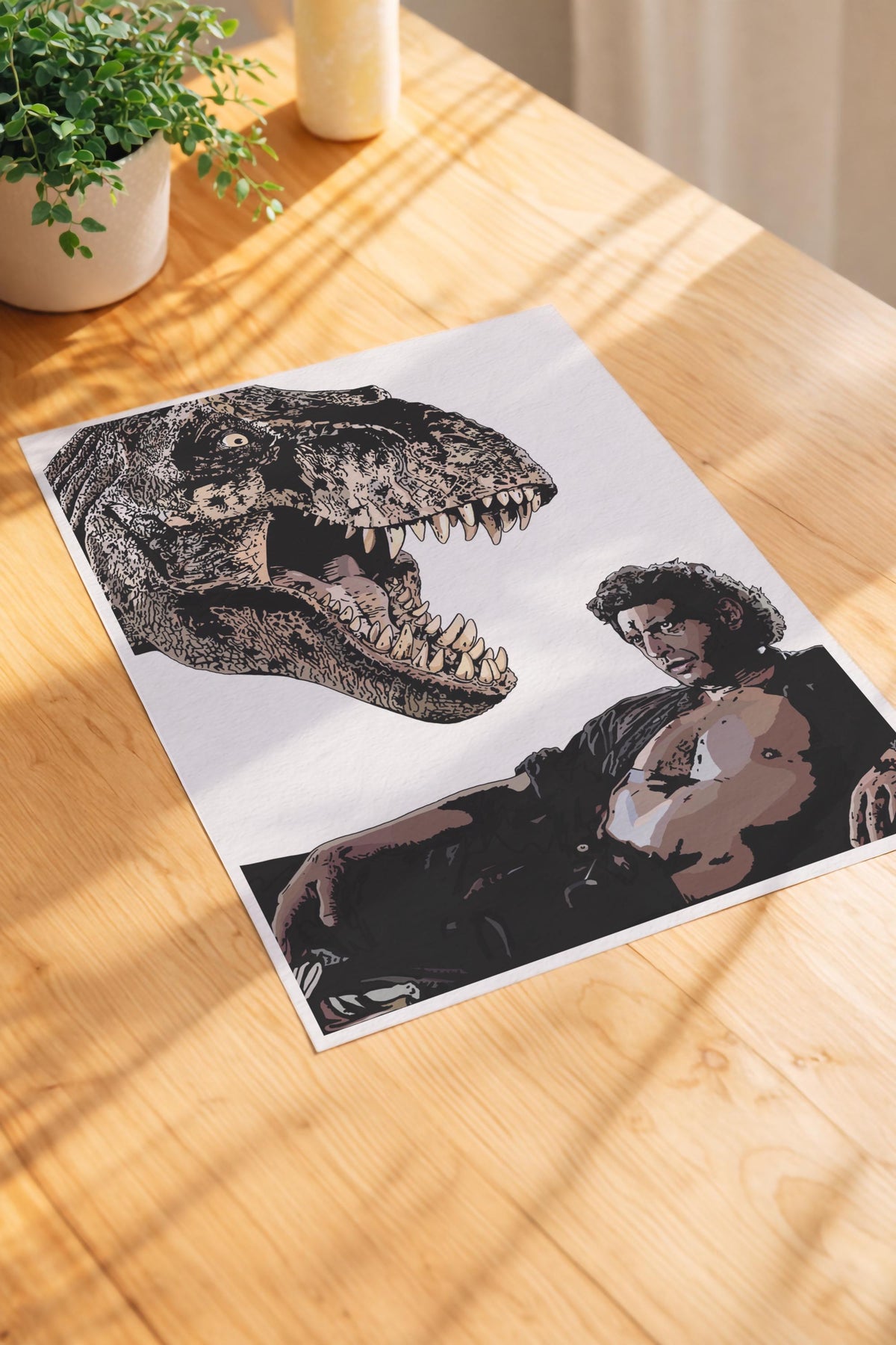 Jurassic Park Minimalist Poster – Dr Ian Malcolm T-Rex Illustration Print — image 4