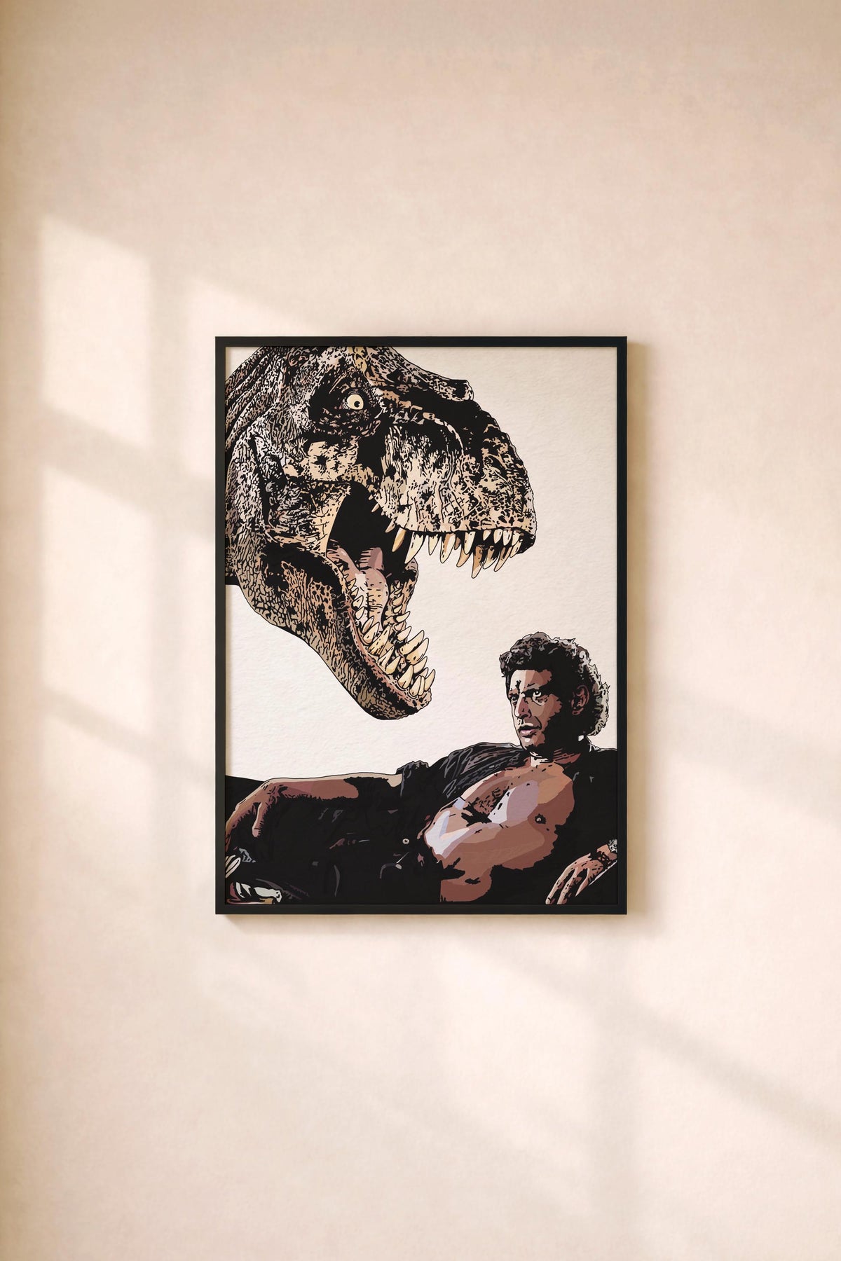 Jurassic Park Minimalist Poster – Dr Ian Malcolm T-Rex Illustration Print