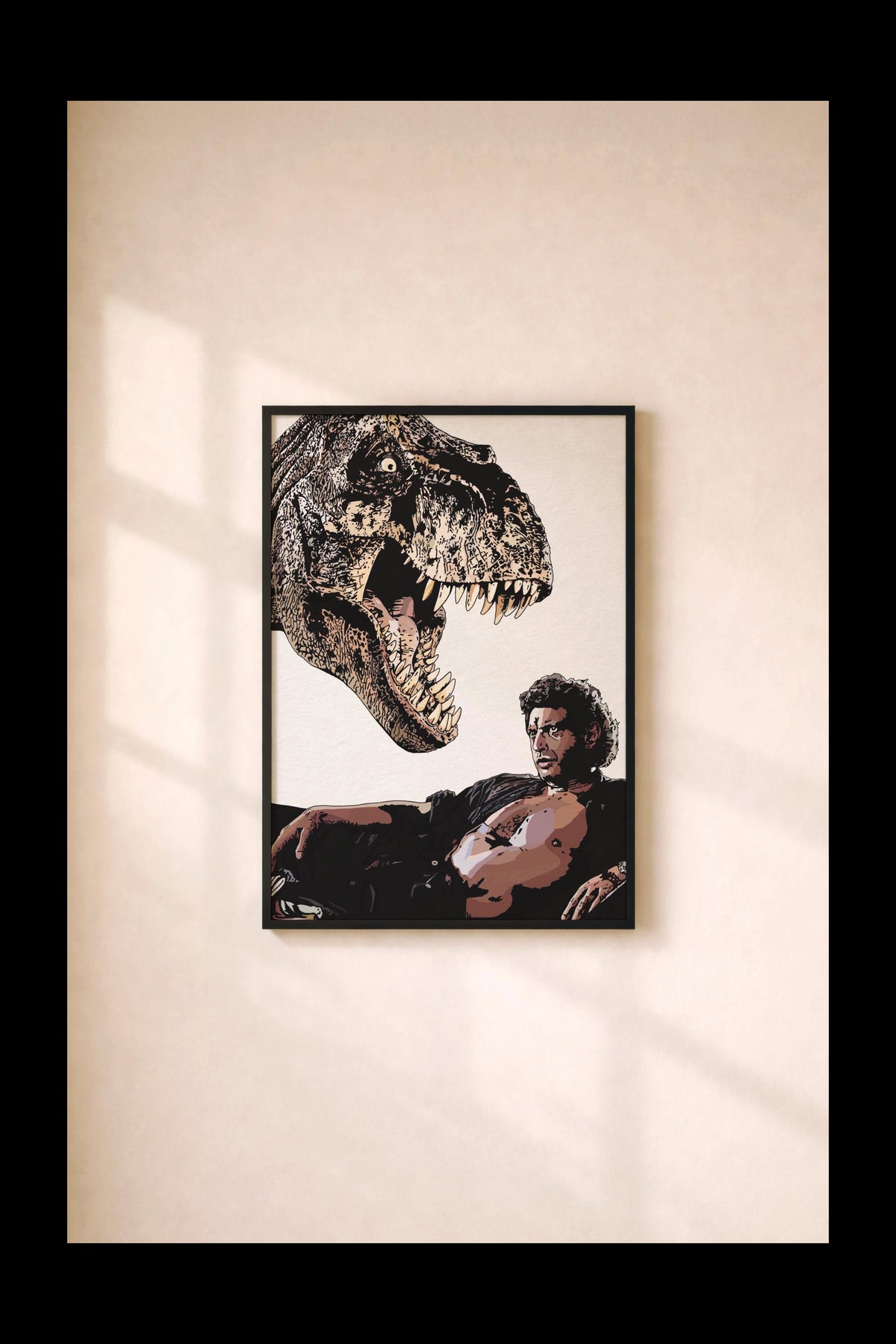 Jurassic Park Minimalist Poster – Dr Ian Malcolm T-Rex Illustration Print