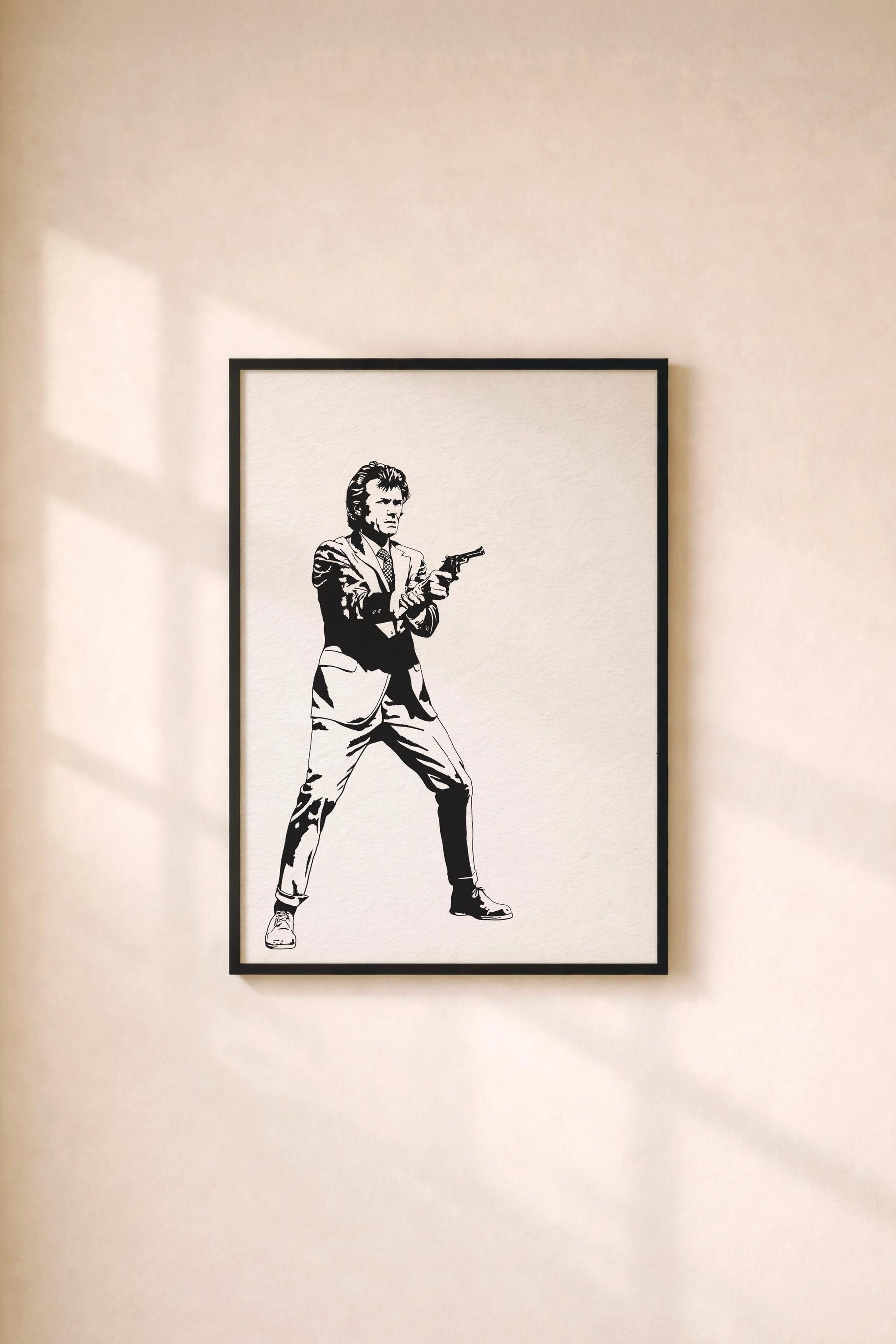 Dirty Harry Portrait Print - Clint Eastwood - Black And White - Classic Movie Film Art Poster