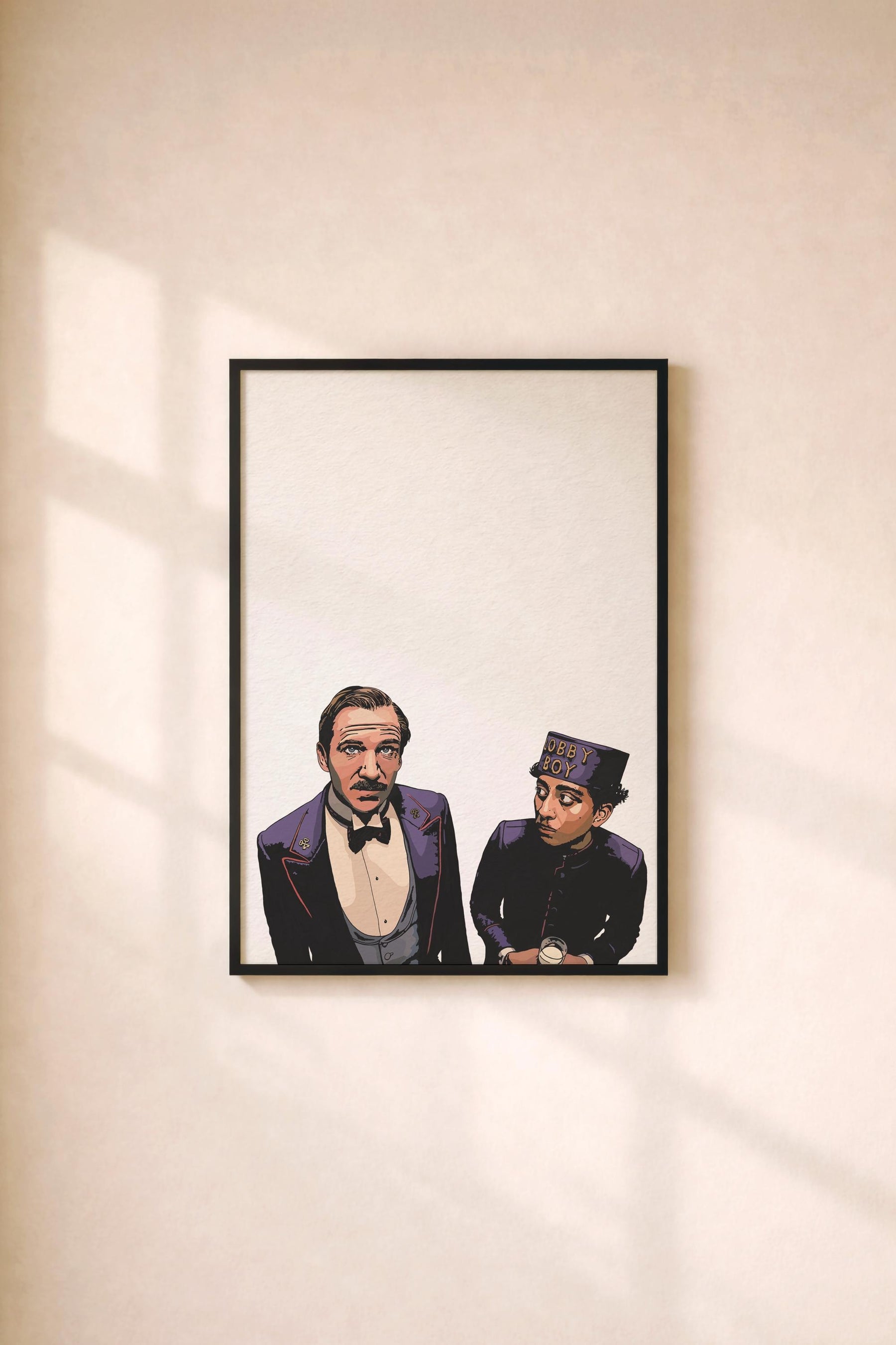 Grand Budapest Hotel Portrait Print – Wes Anderson Illustrated Film Poster - Gustave H & Zero Movie Wall Art