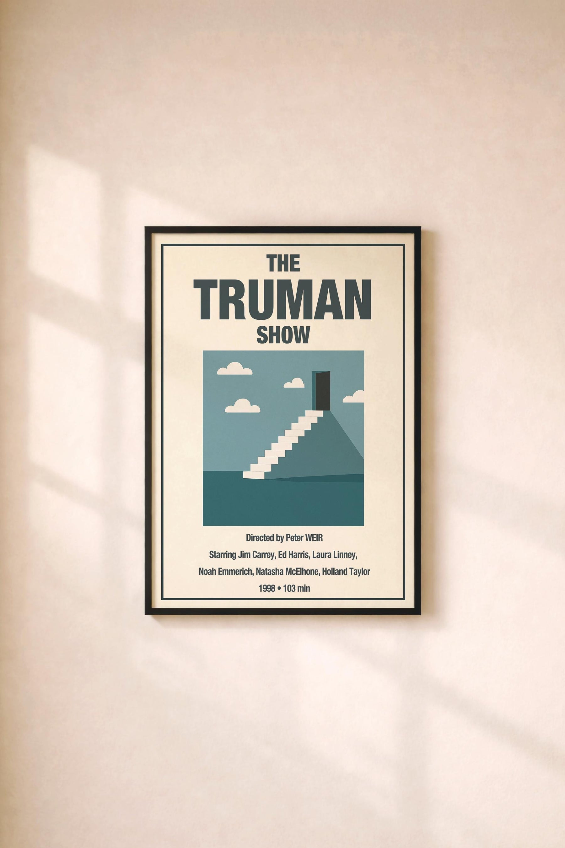 The Truman Show Minimalist Movie Poster – Stairs Illustration Film Giclée Cinema Wall Art Print