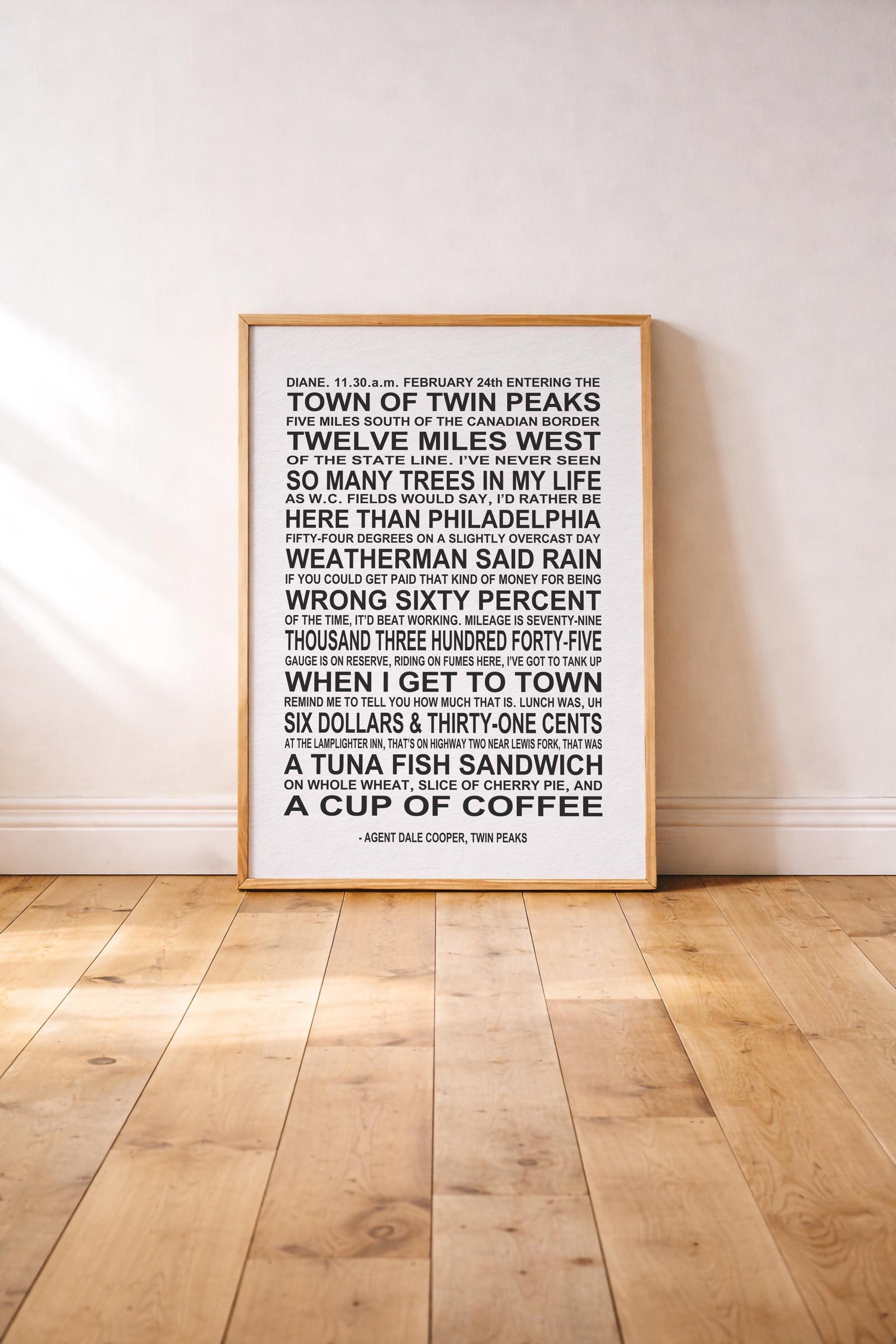 Twin Peaks Quote Art Print – Dale Cooper Typography Poster — image 2