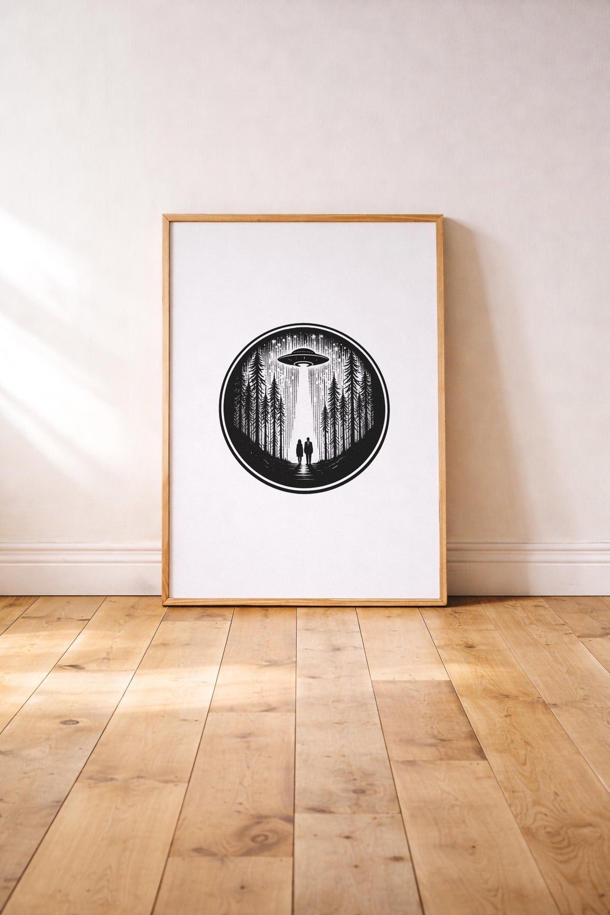 X-Files Forest Encounter Art Print | Minimalist UFO Wall Art