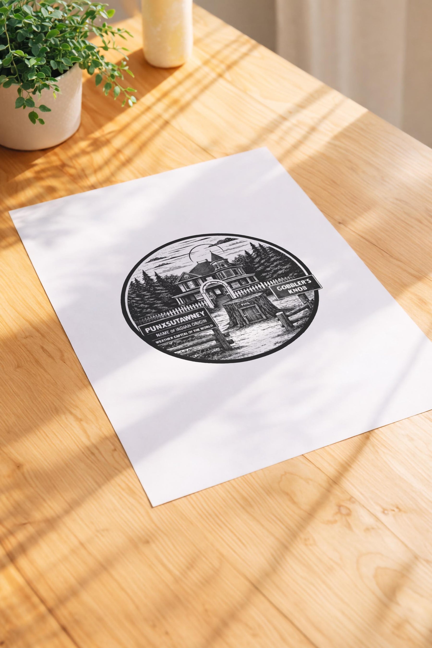Groundhog Day Print – Gobbler’s Knob Punxsutawney Pennsylvania Film Art Print, Minimalist Movie Location Poster — image 3