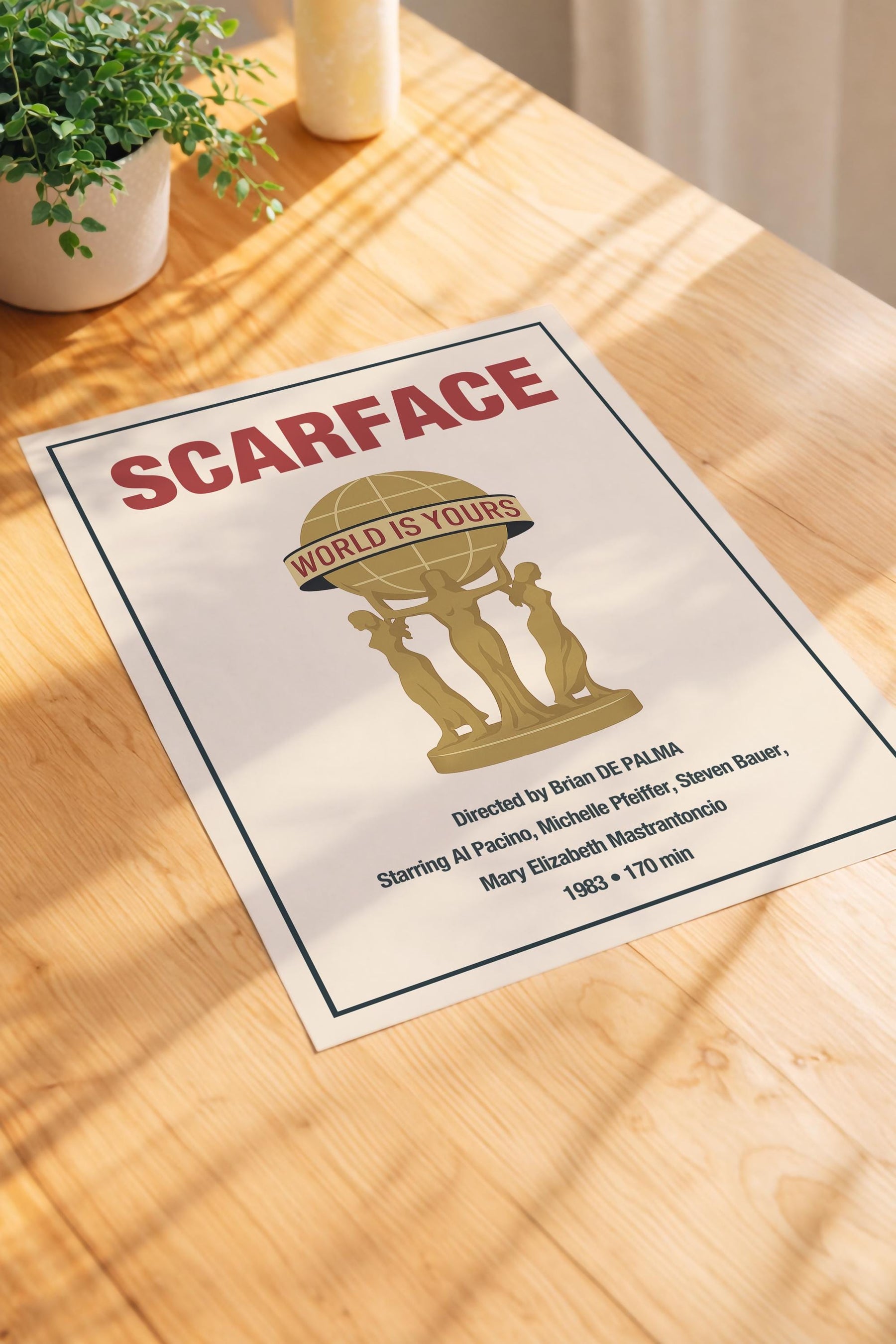 Scarface Minimalist Movie Poster – The World Is Yours Statue Film Art Cinema Print — image 3
