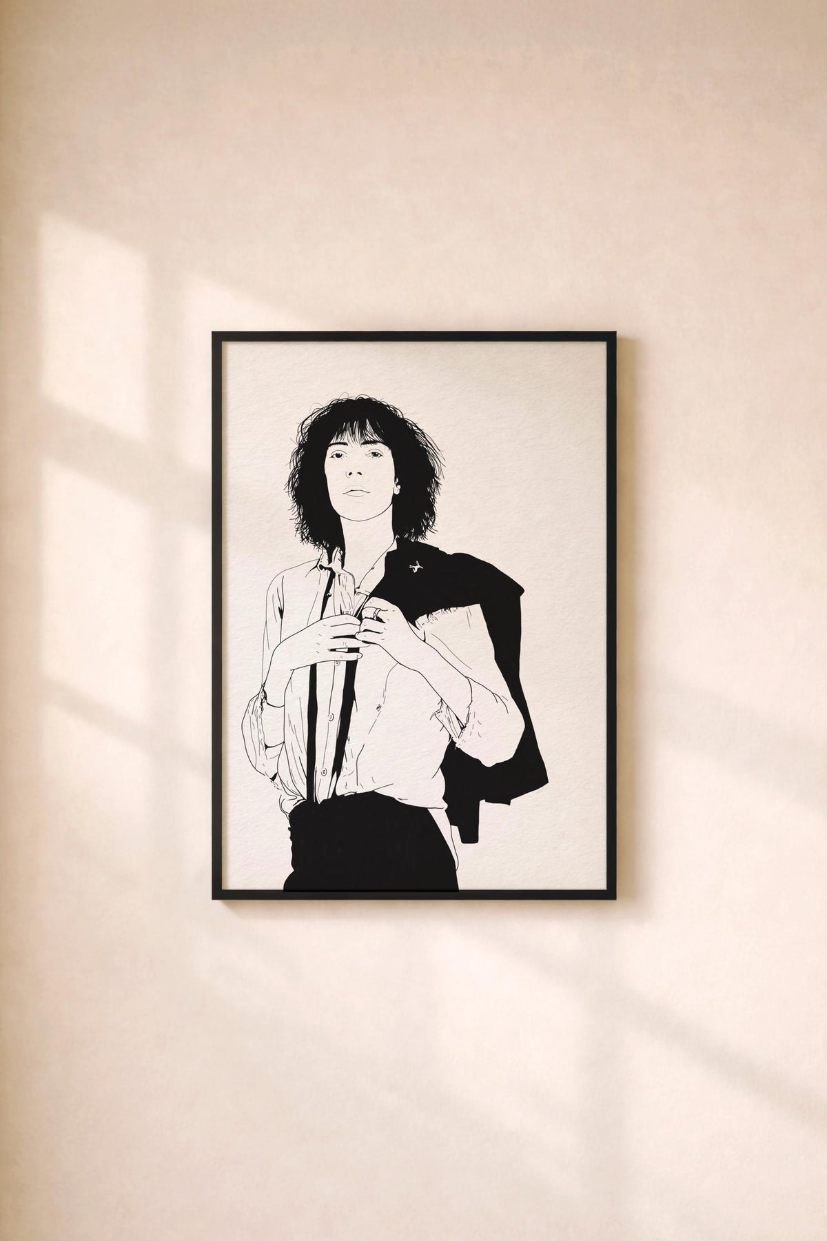 Patti Smith Portrait Giclée Print – Punk Rock Music Icon Illustration – Minimalist 70's Rock Music Icon Wall Art