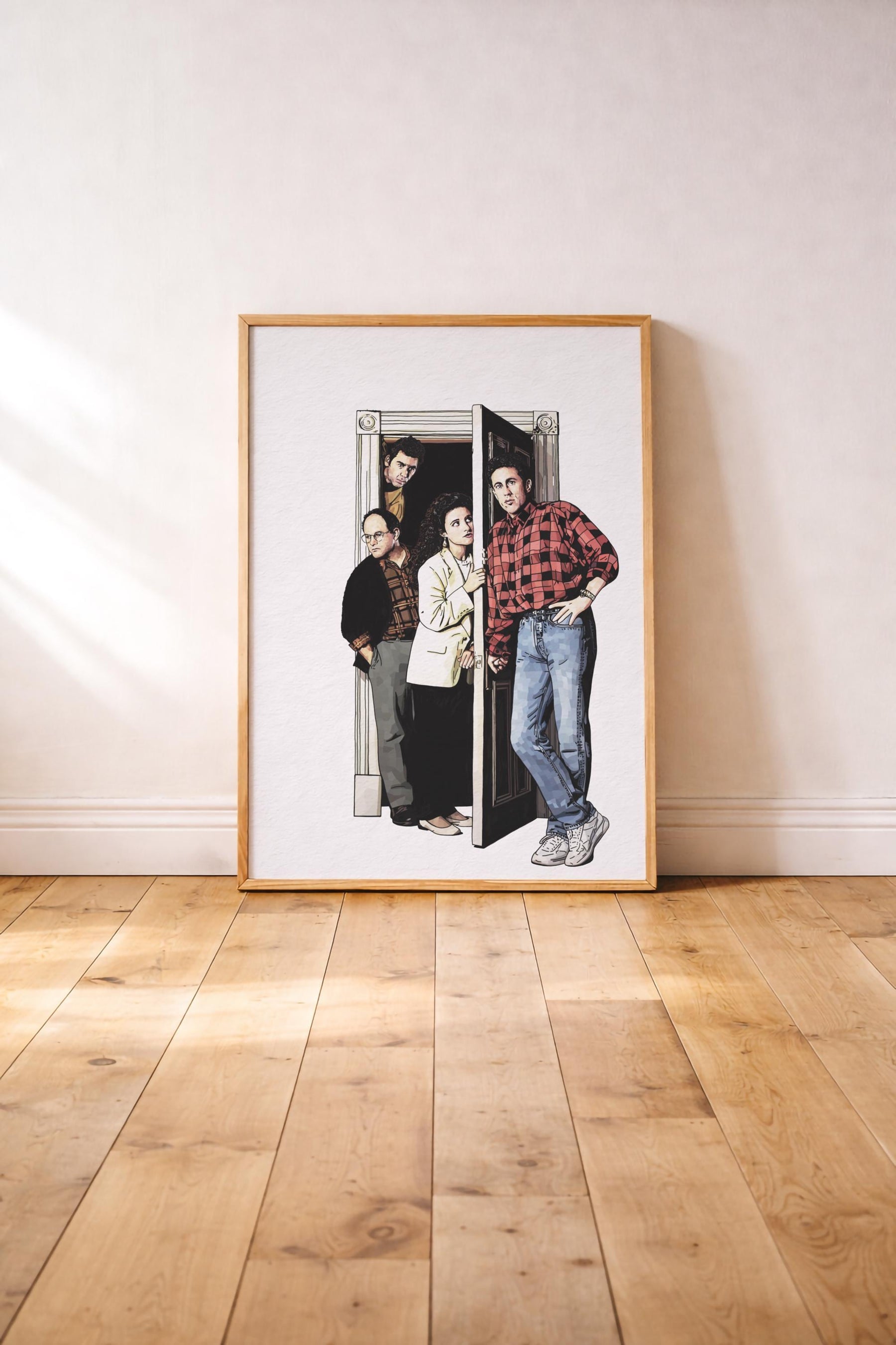 Seinfeld Doorway Portrait Print – Jerry, Elaine, George, Kramer – Minimalist TV Wall Art, Cult Sitcom Illustration Poster — image 3