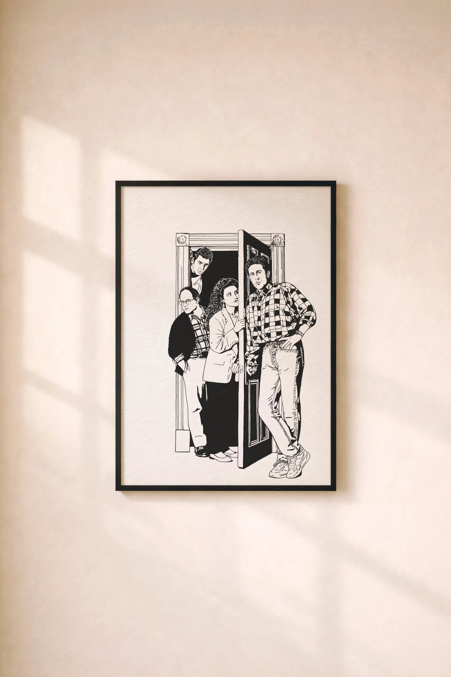 Seinfeld Doorway Portrait Print – Jerry, Elaine, George, Kramer – Minimalist TV Wall Art, Cult Sitcom Illustration Poster — image 2