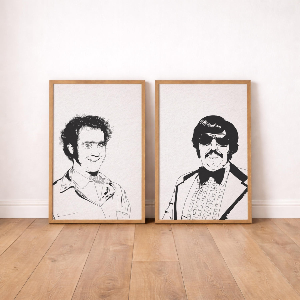 Andy Kaufman Art Print Set: Latka & Tony, Hand-Drawn Movie Poster