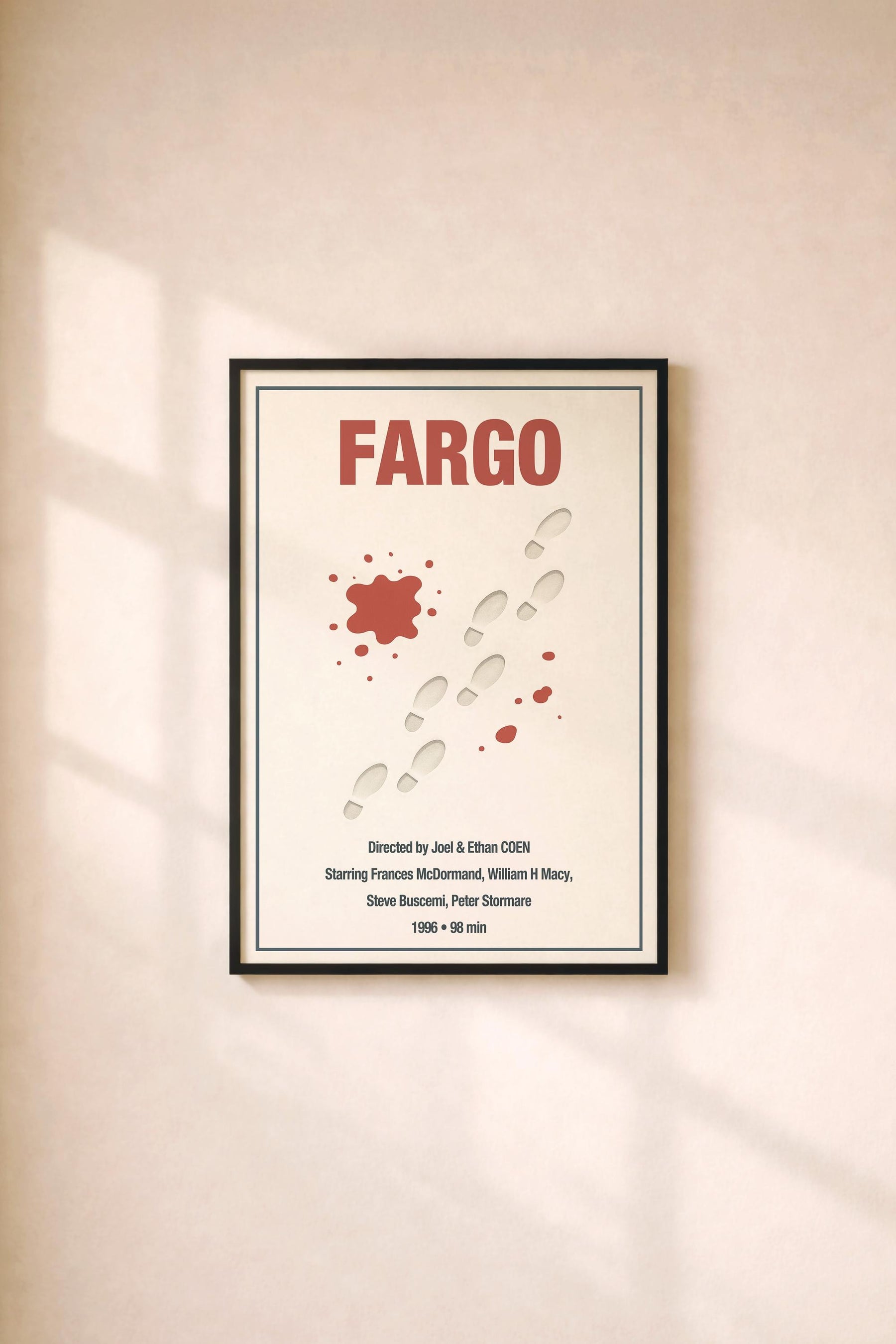 Fargo Minimalist Movie Poster – Coen Brothers Film Print – Giclée Cinema Wall Art