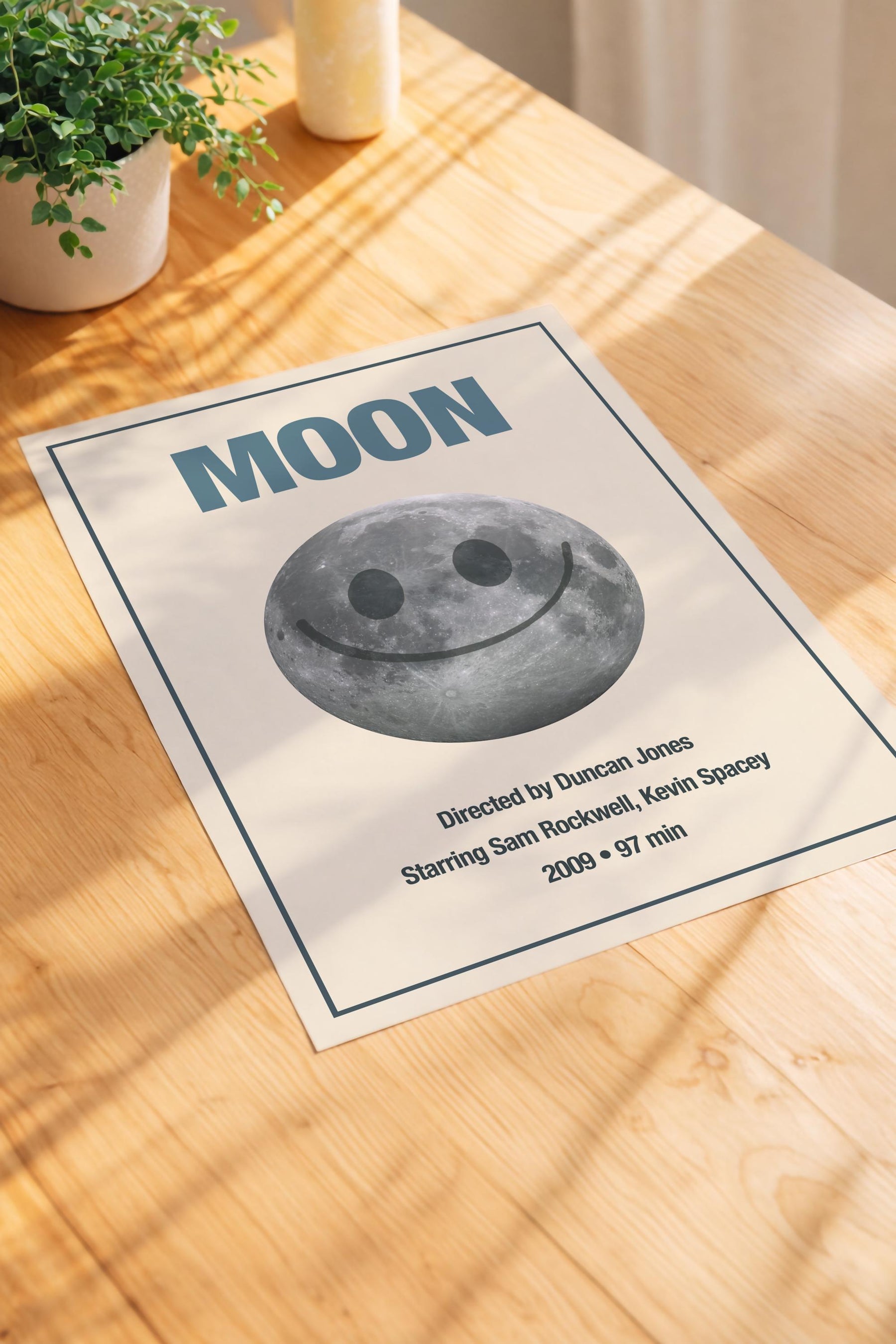 Moon Minimalist Movie Poster – GERTY Smiley Face Moon Sci-Fi Film Print – Giclée Cinema Wall Art — image 3