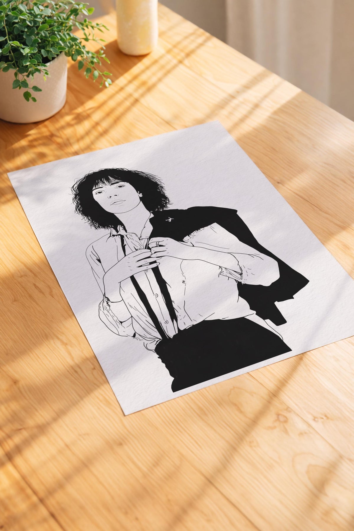 Patti Smith Portrait Giclée Print – Punk Rock Music Icon Illustration – Minimalist 70's Rock Music Icon Wall Art — image 3