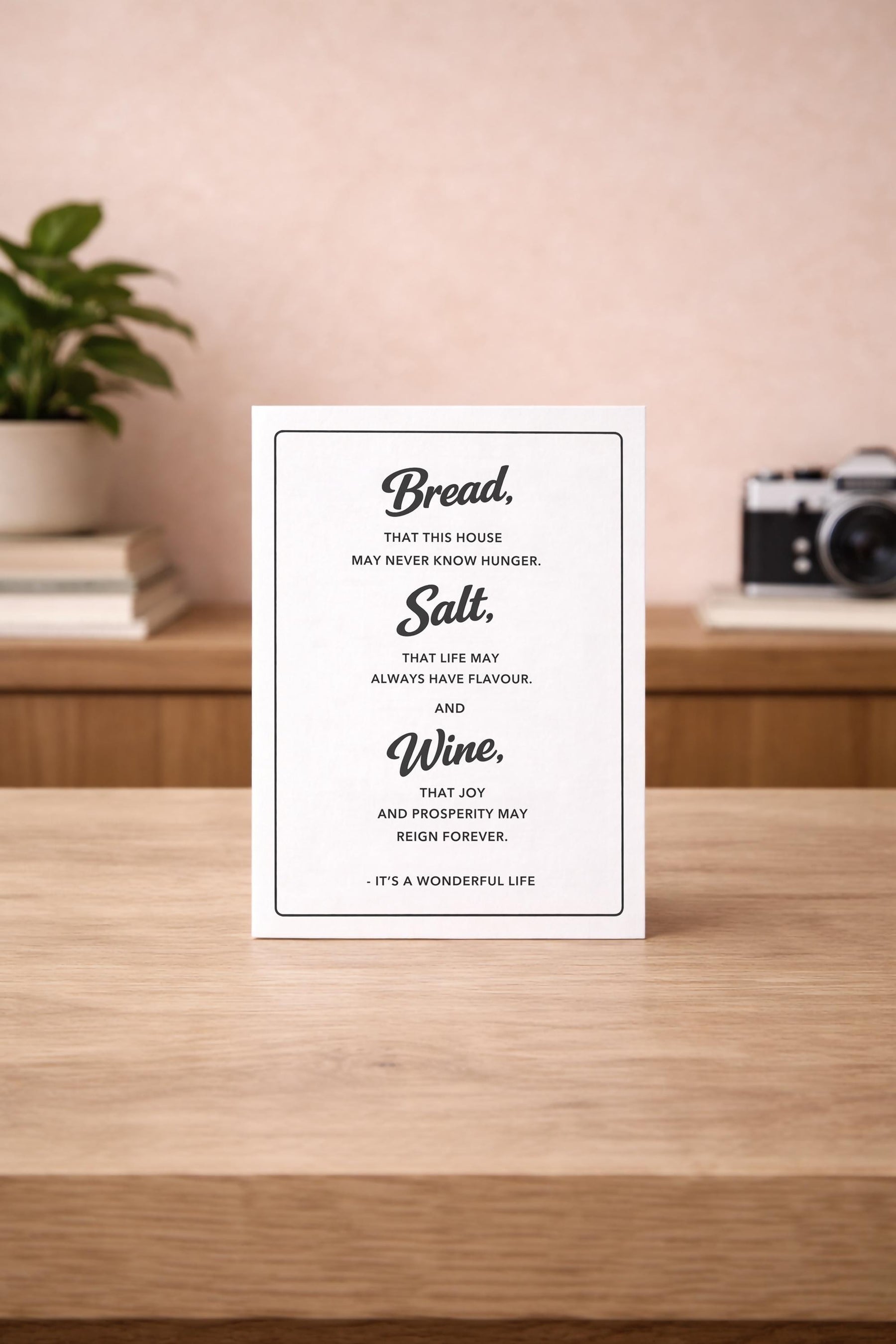 Bread Salt Wine Quote Housewarming Card – It’s A Wonderful Life New Home Greeting Card — image 3