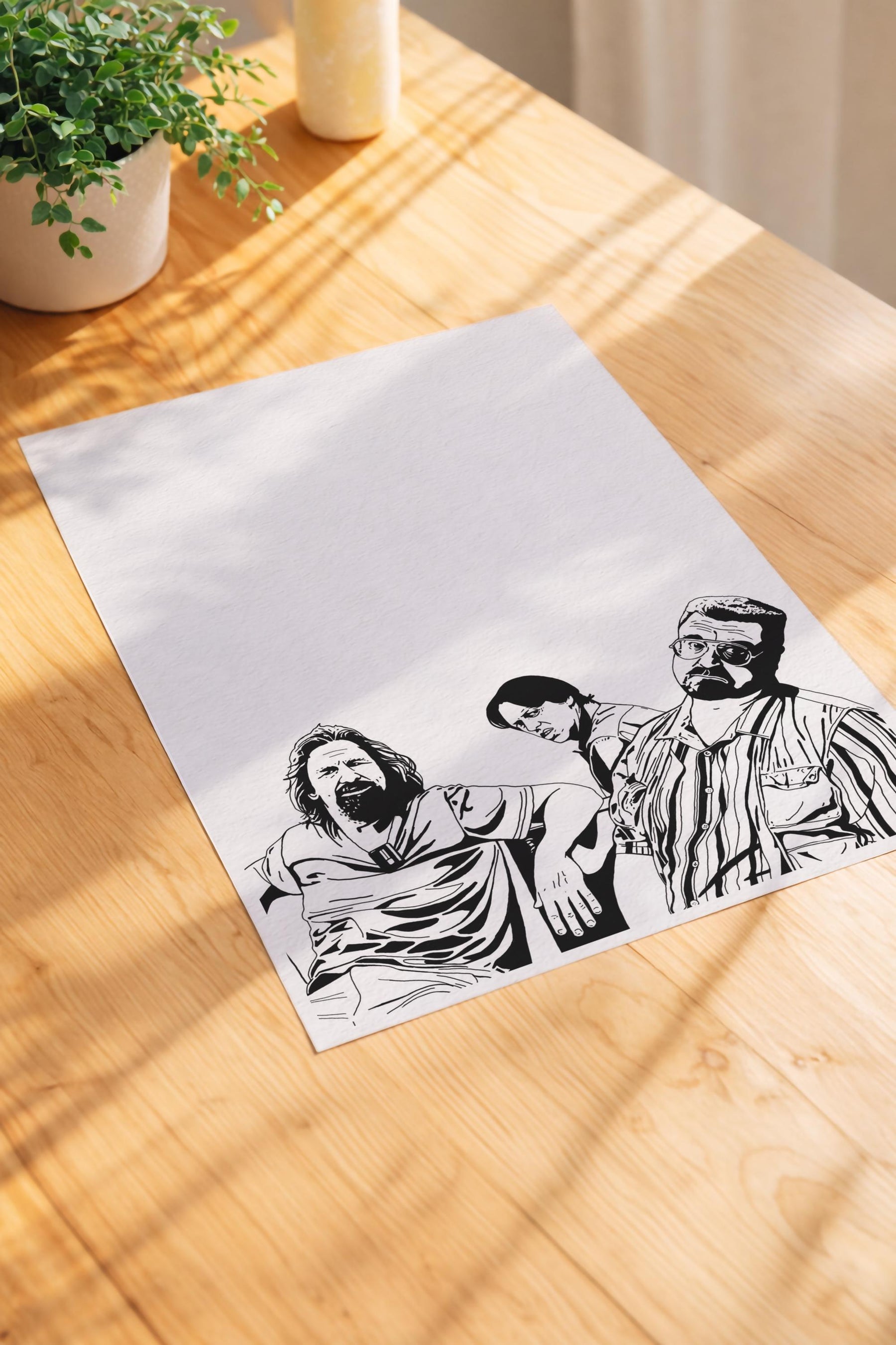The Big Lebowski Illustration Print – The Dude, Walter & Donny Film Poster, Cult Movie Poster Wall Art — image 3