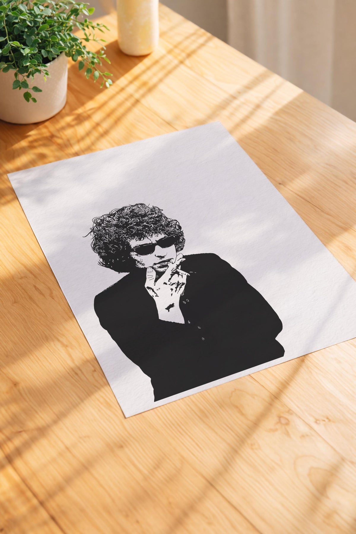 Bob Dylan Art Print - Minimalist Black & White Hand-Drawn Music Icon Poster, Retro Wall Art Gift for Folk Rock and 60s Music Fans — image 3