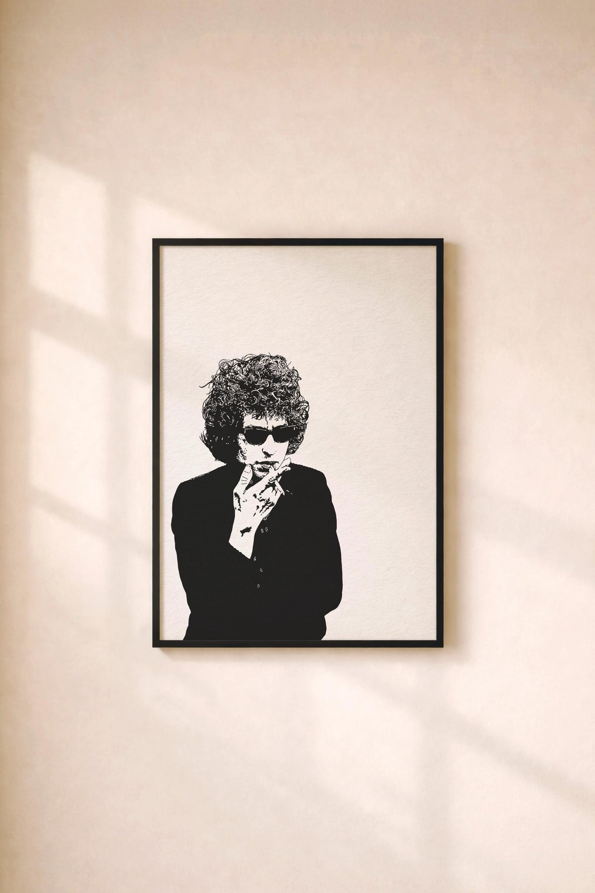 Bob Dylan Art Print - Minimalist Black & White Hand-Drawn Music Icon Poster, Retro Wall Art Gift for Folk Rock and 60s Music Fans