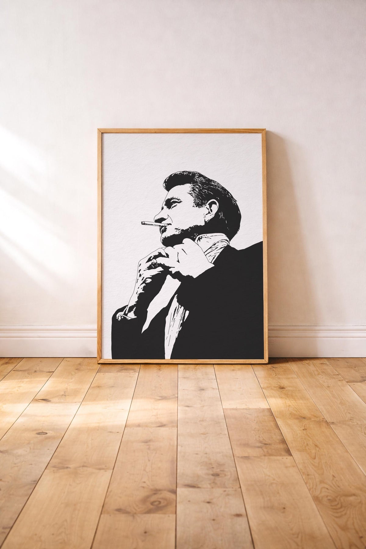 Johnny Cash Minimalist Portrait Print | Country Music Icon Giclée Wall Art