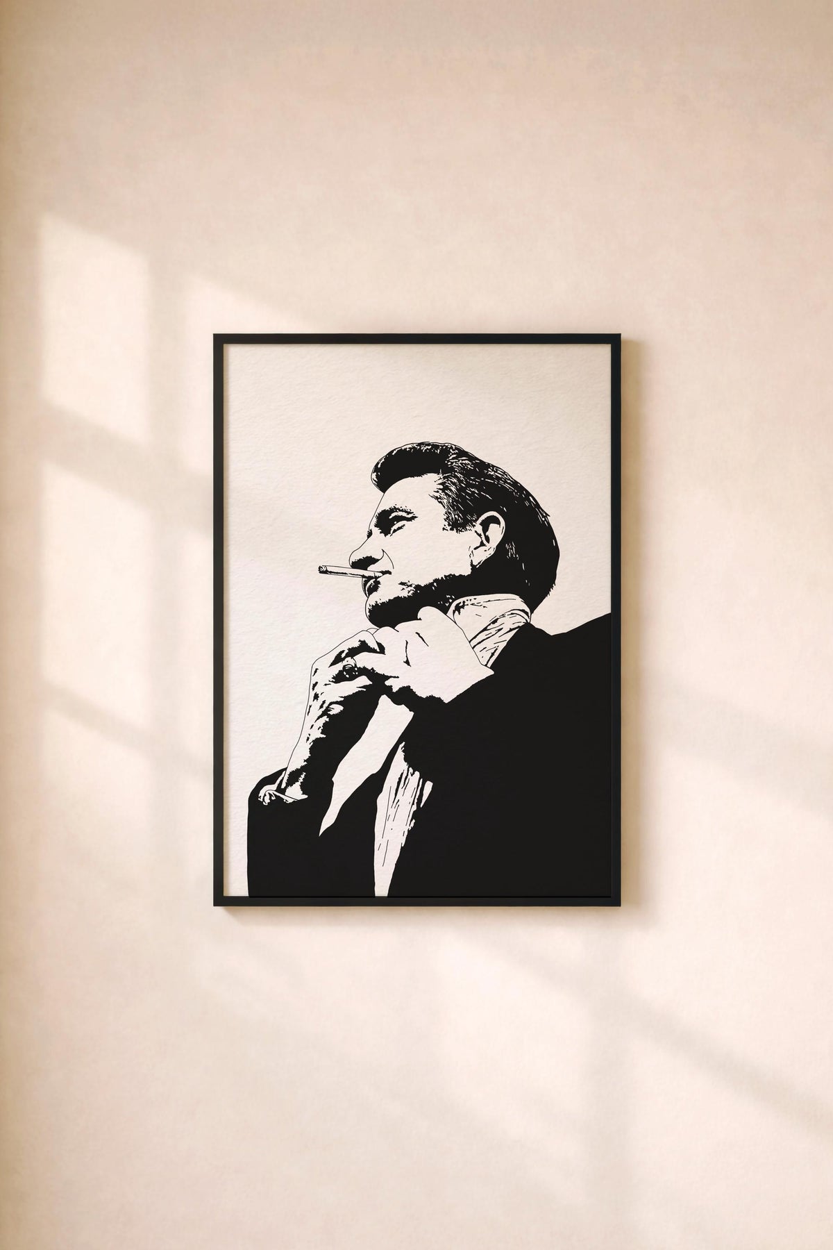 Johnny Cash Minimalist Portrait Print – Country Music Icon Giclée Wall Art