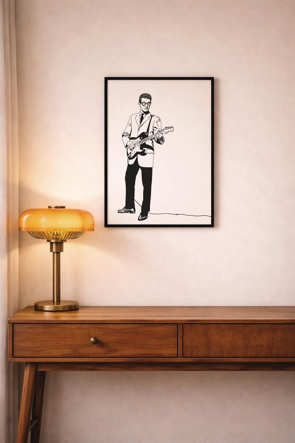 Buddy Holly Minimalist Portrait Print – Rock and Roll Music Icon Giclée Wall Art — image 8
